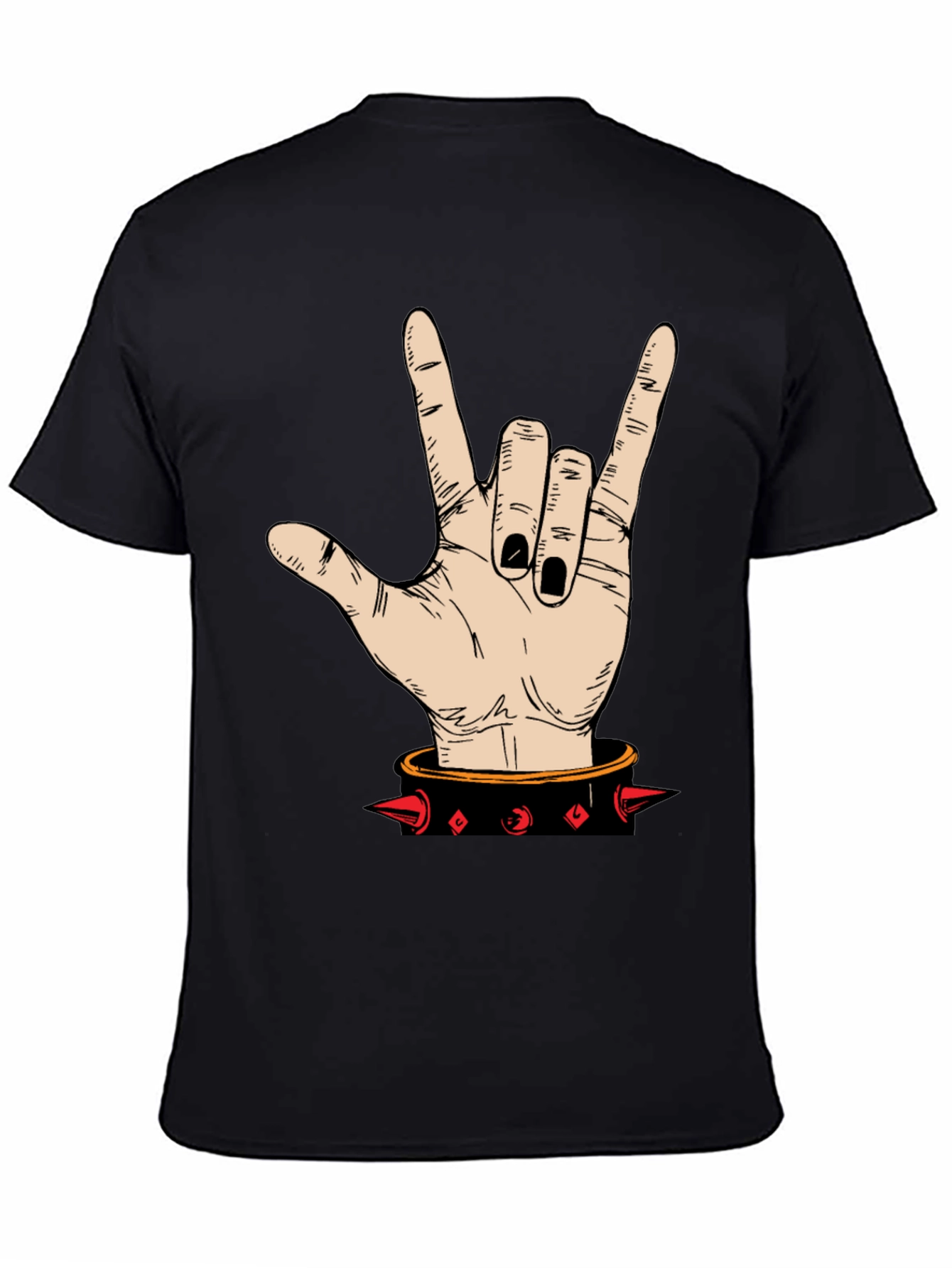 Rock On! Hand Graphic T-Shirt - Black