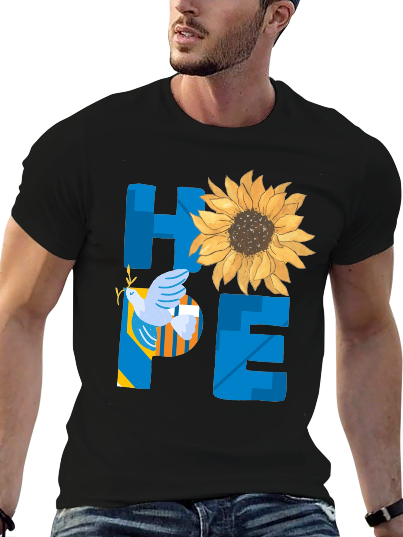 Hope Ukraine T-Shirt Sunflower Peace Dove