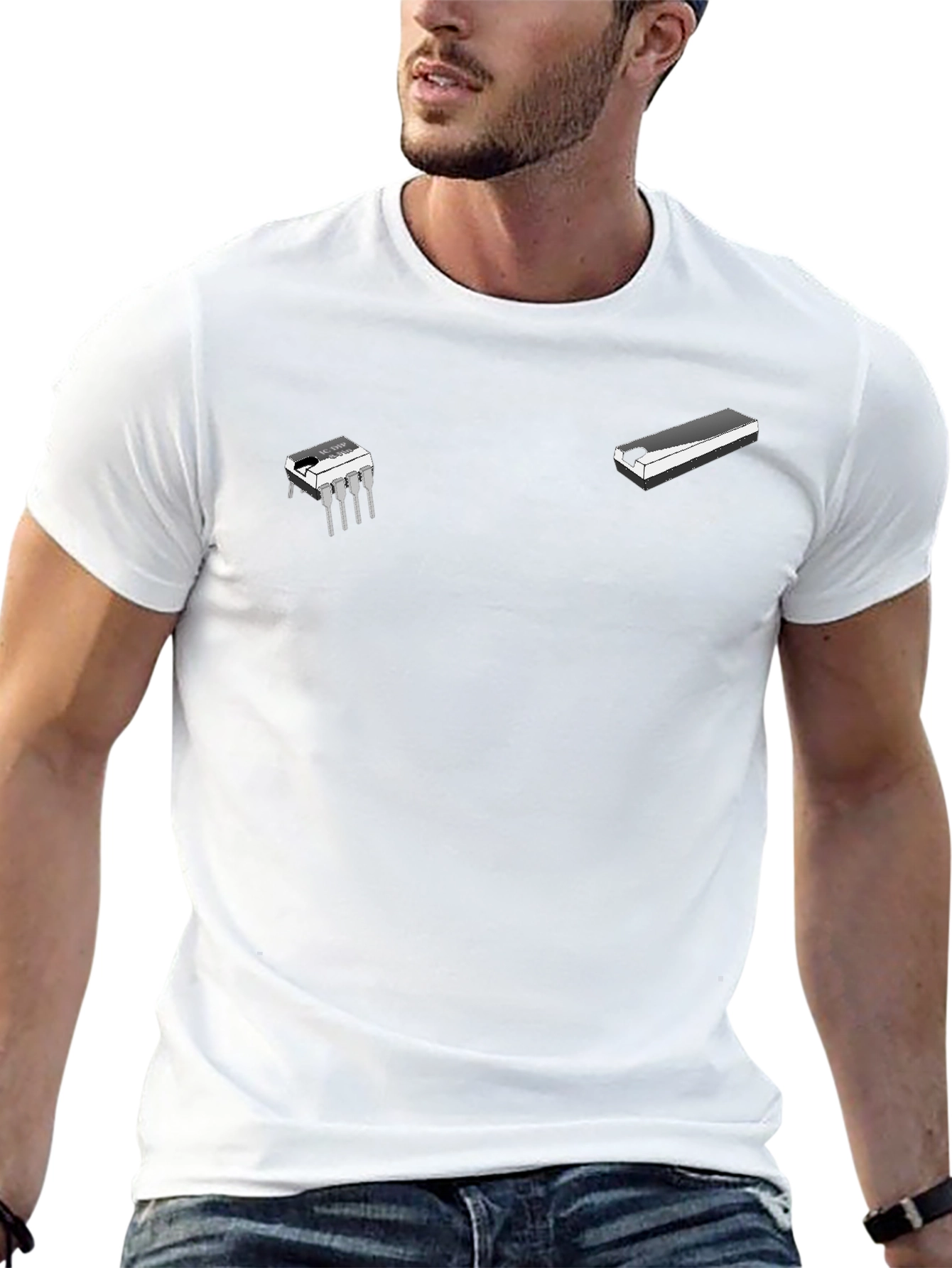 Novelty Black T-Shirt with Instrument Graphics