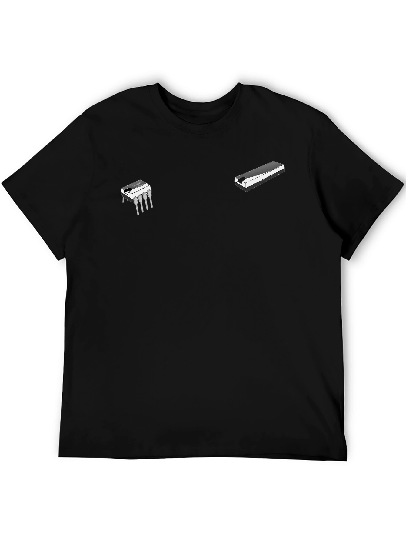 Novelty Black T-Shirt with Instrument Graphics