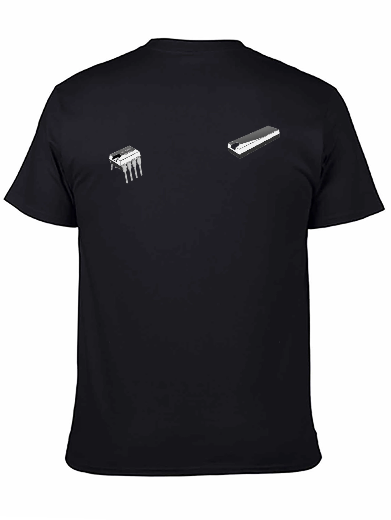 Novelty Black T-Shirt with Instrument Graphics