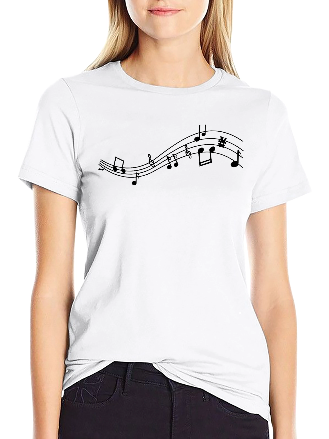 Musical Notes T-Shirt - Mens Black Tee