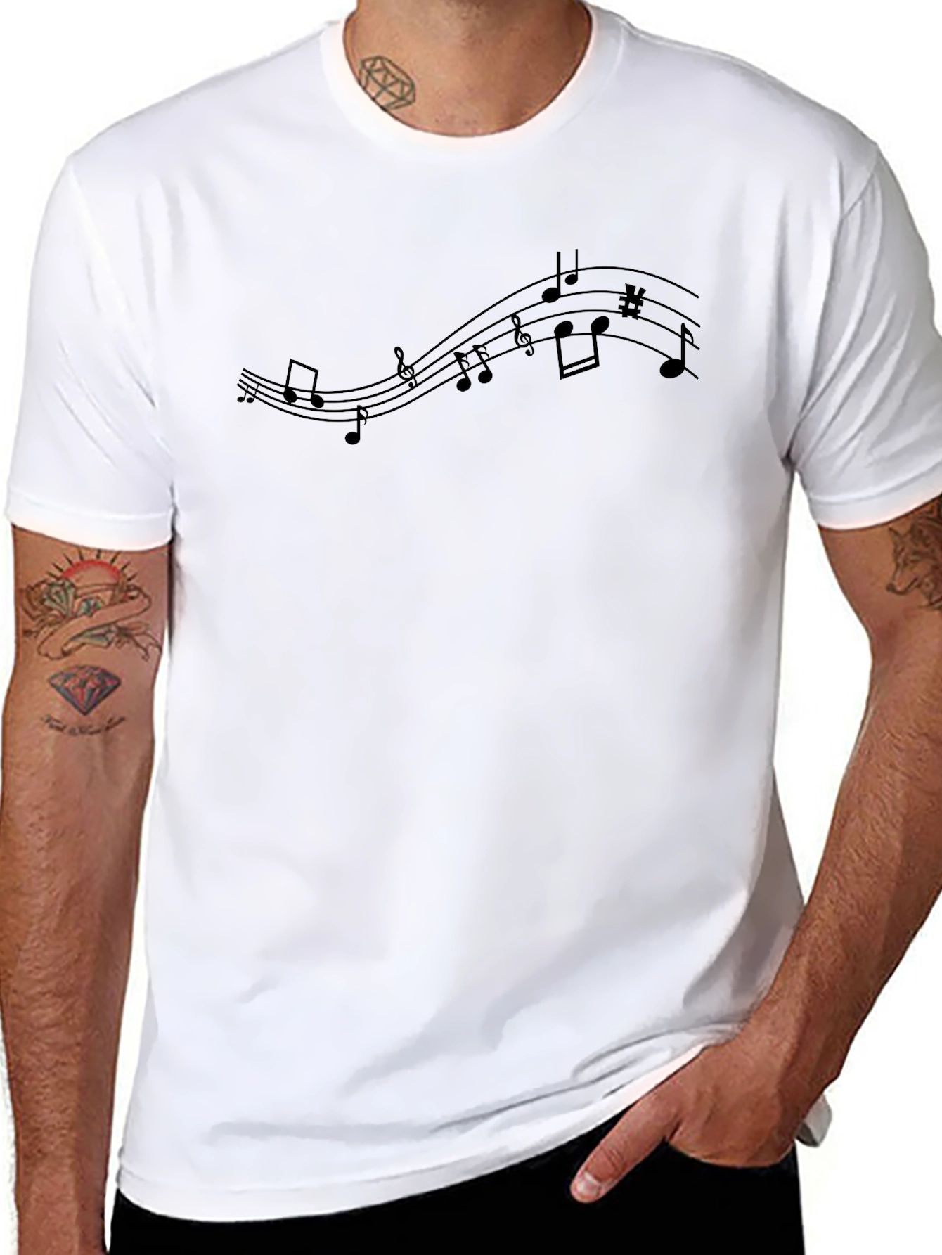 Musical Notes T-Shirt - Mens Black Tee