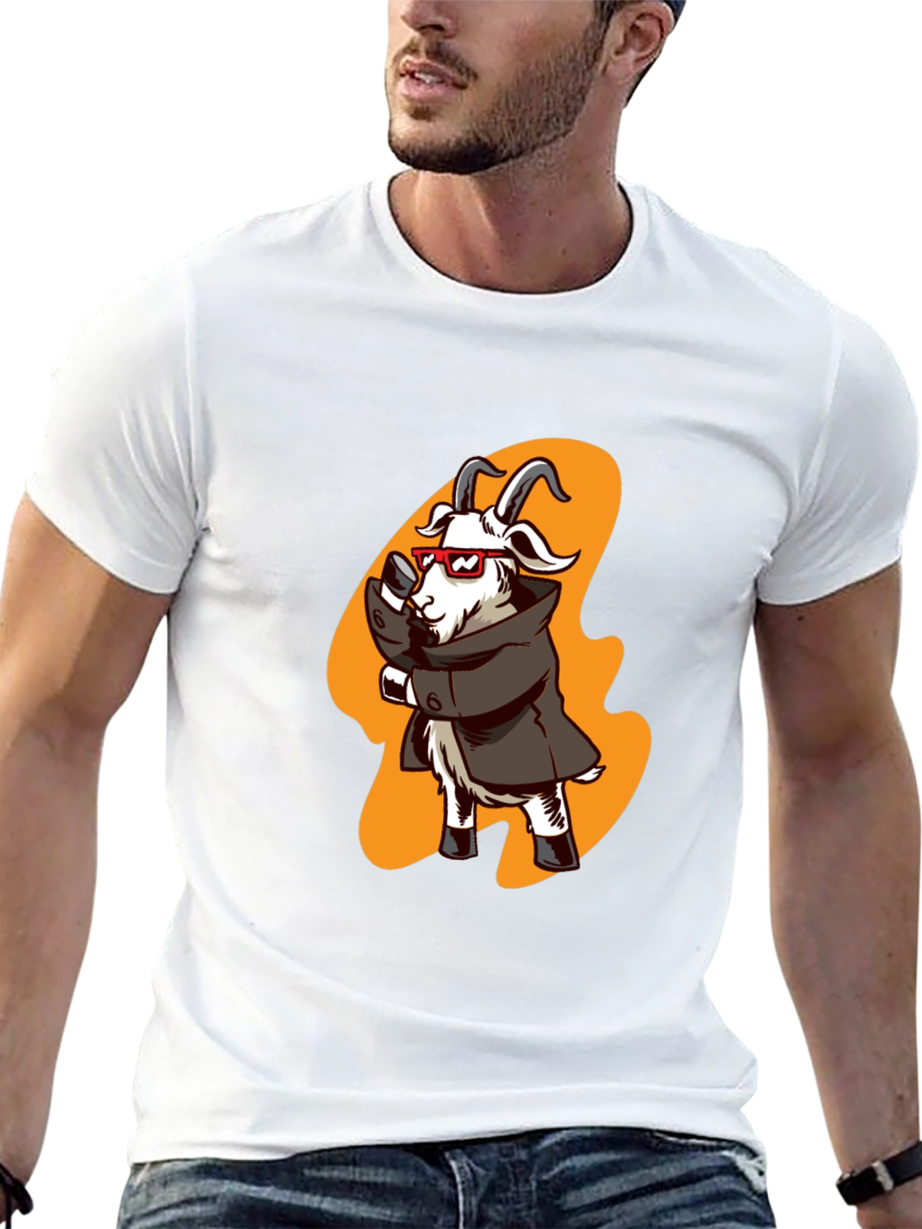 Cool Goat in Trench Coat Graphic Tee