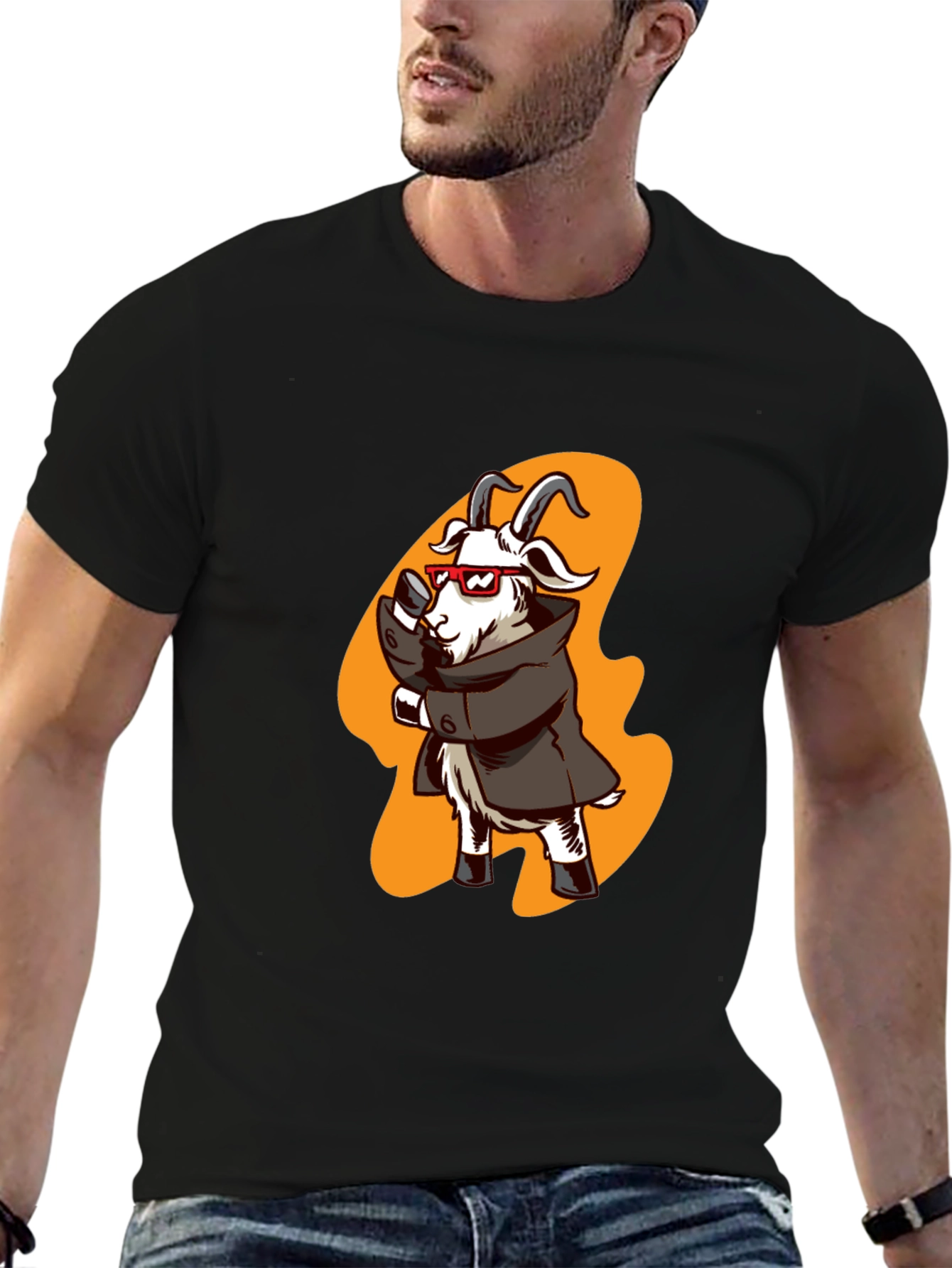 Cool Goat in Trench Coat Graphic Tee