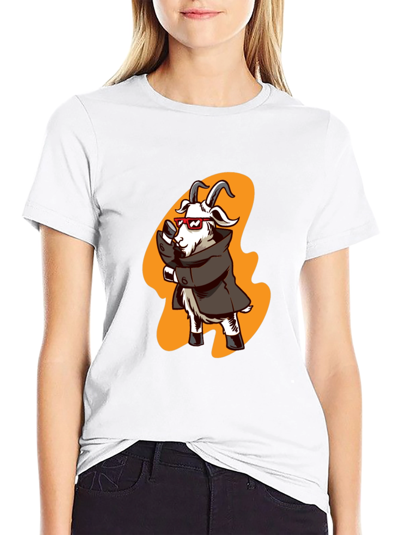 Cool Goat in Trench Coat Graphic Tee