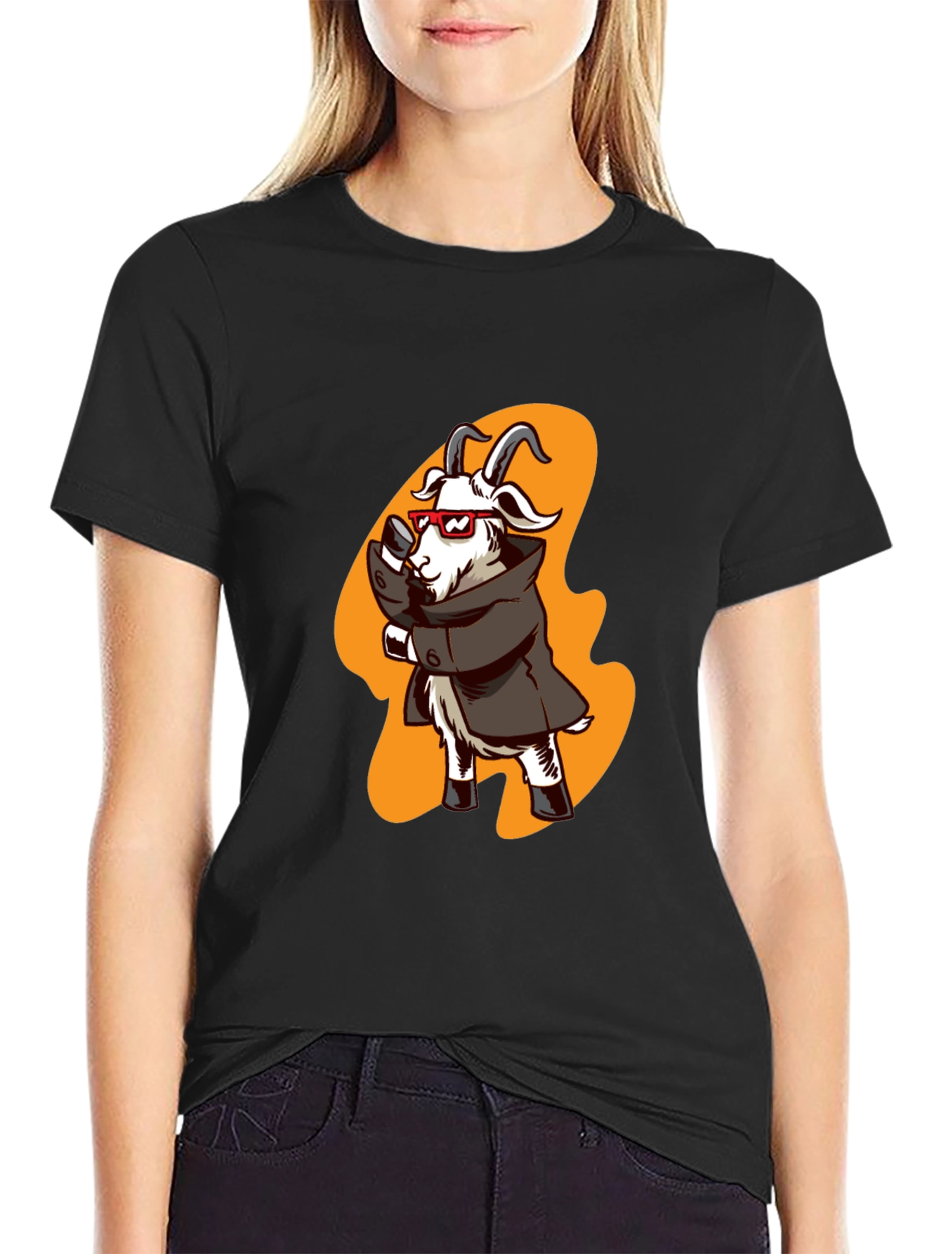 Cool Goat in Trench Coat Graphic Tee