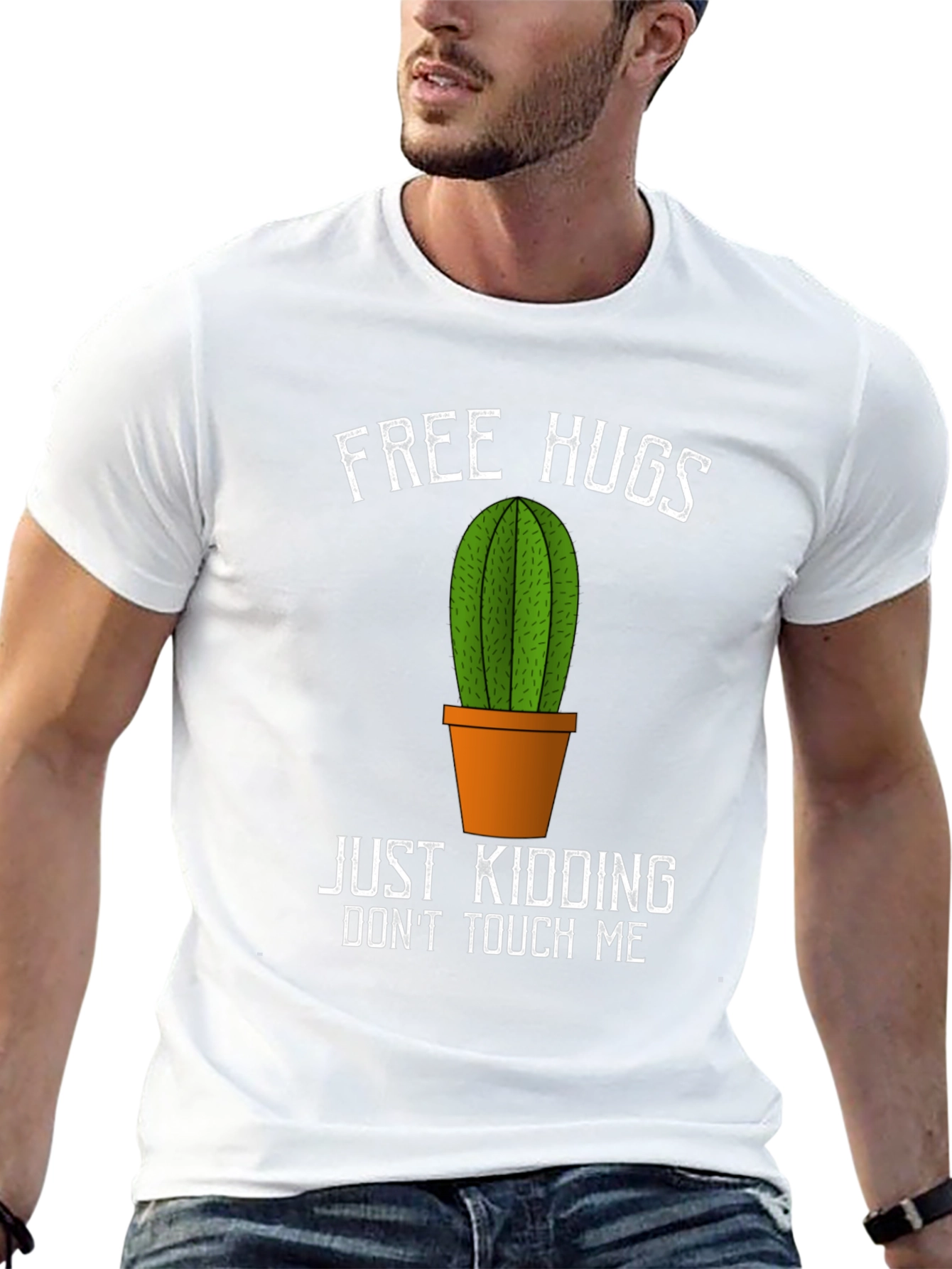 Free Hugs Cactus Graphic T-Shirt - Funny Novelty Tee