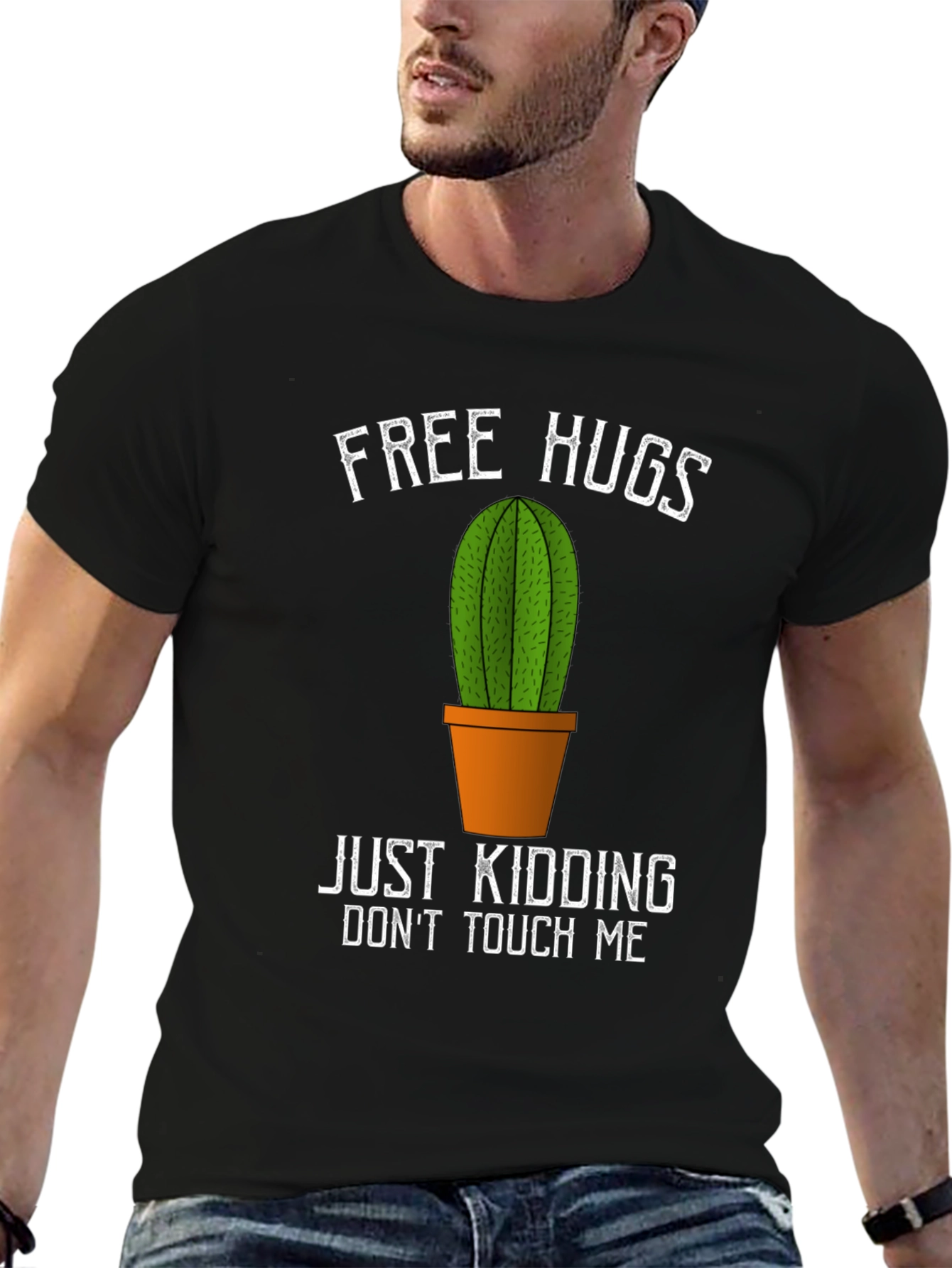 Free Hugs Cactus Graphic T-Shirt - Funny Novelty Tee
