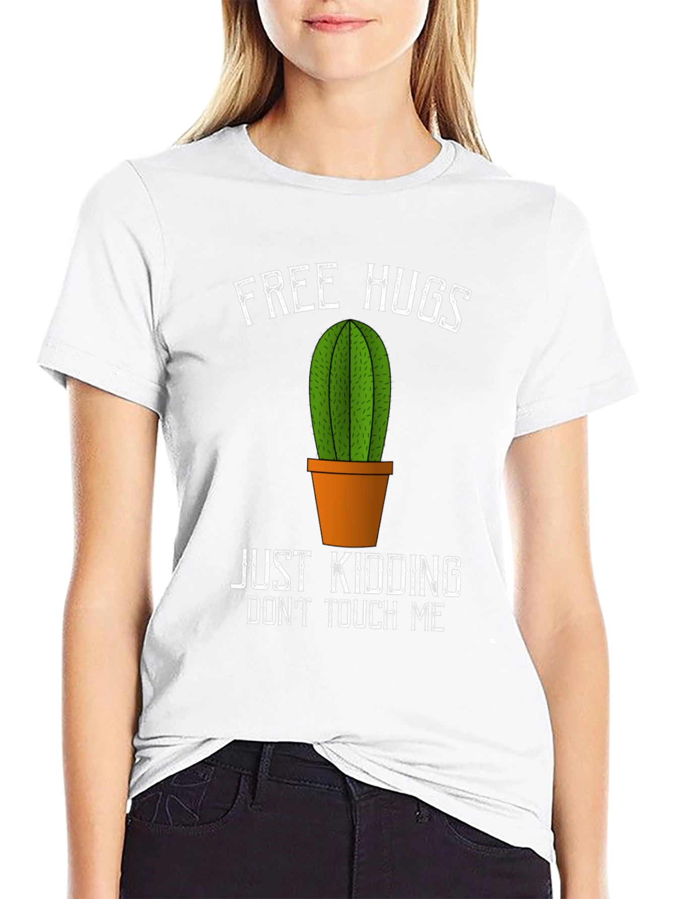 Free Hugs Cactus Graphic T-Shirt - Funny Novelty Tee