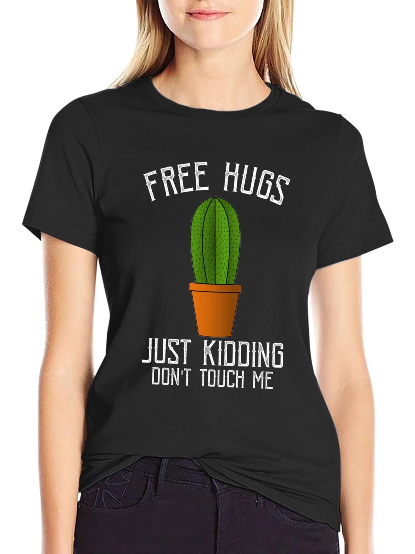 Free Hugs Cactus Graphic T-Shirt - Funny Novelty Tee