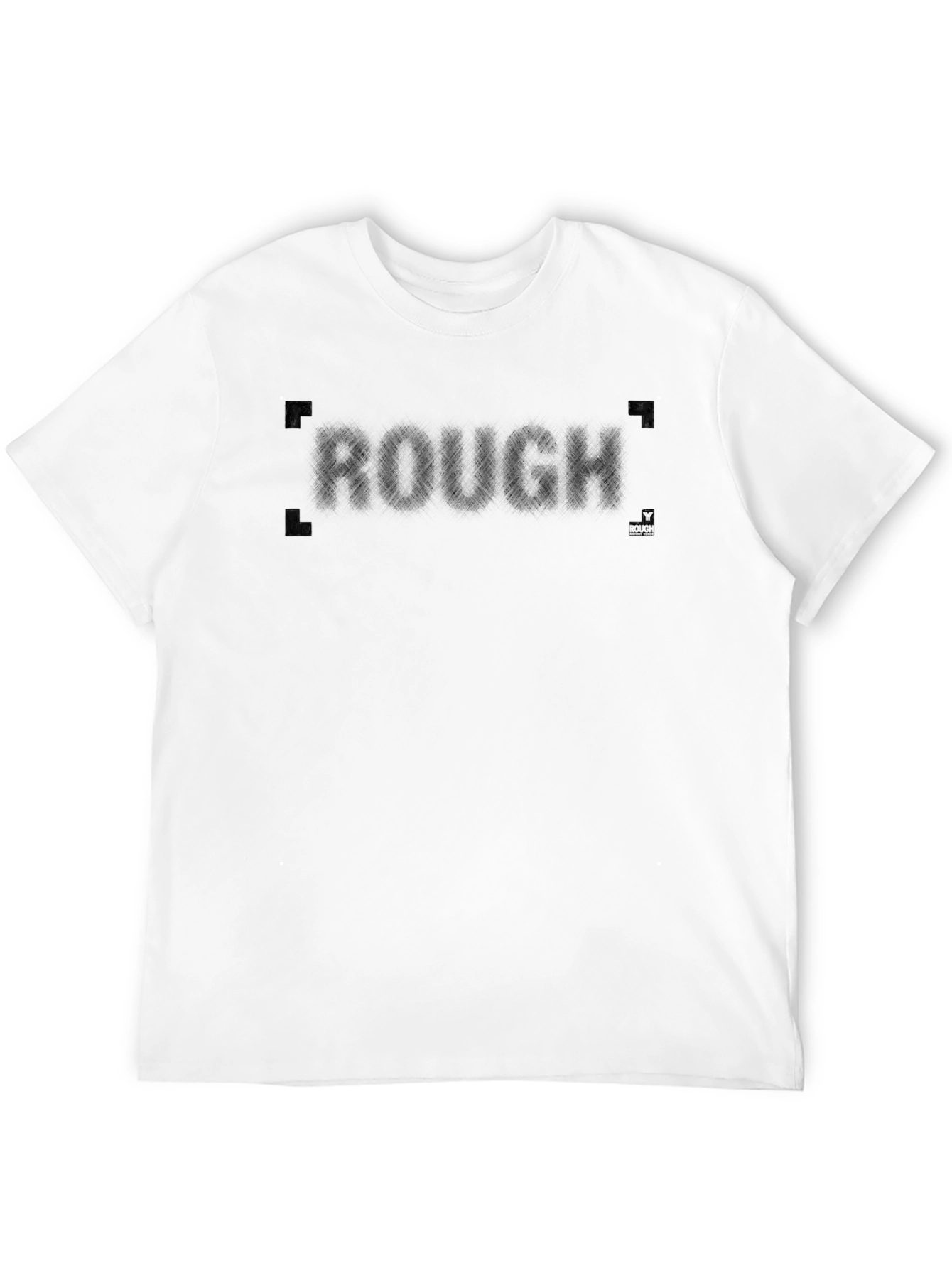 Mens Black ROUGH Crew Neck T-Shirt