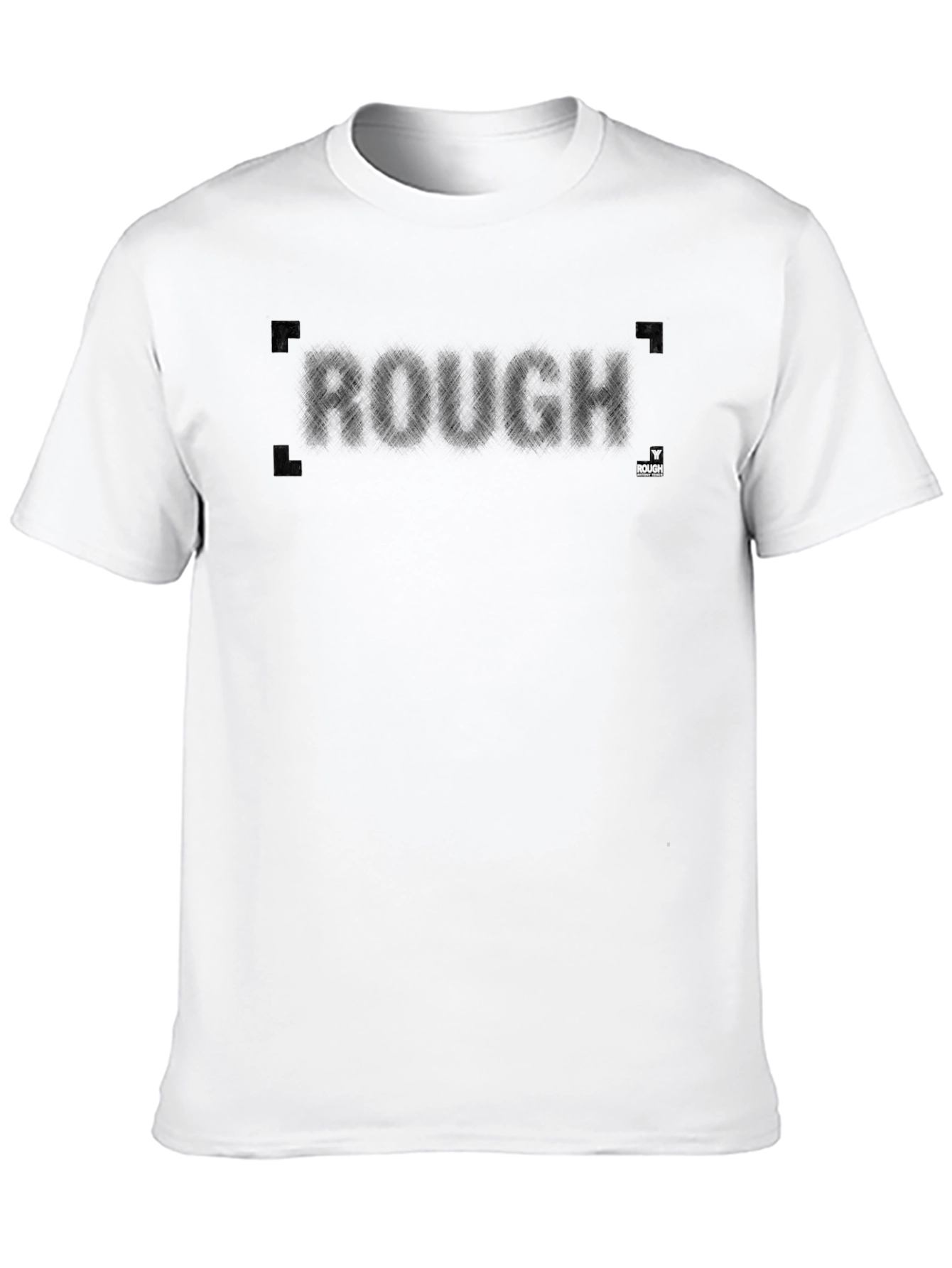Mens Black ROUGH Crew Neck T-Shirt