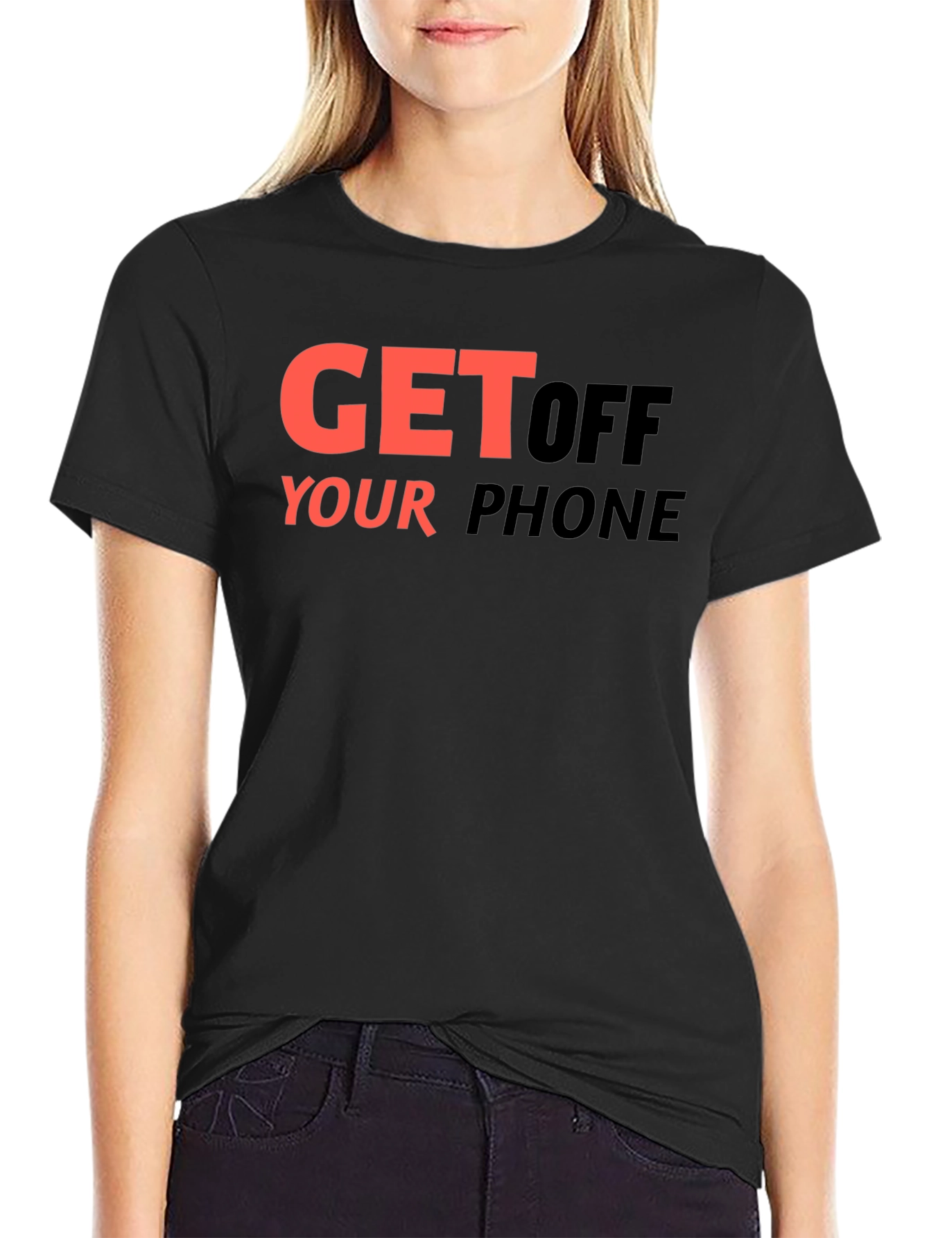 Get Off Your Phone Graphic Tee - Black