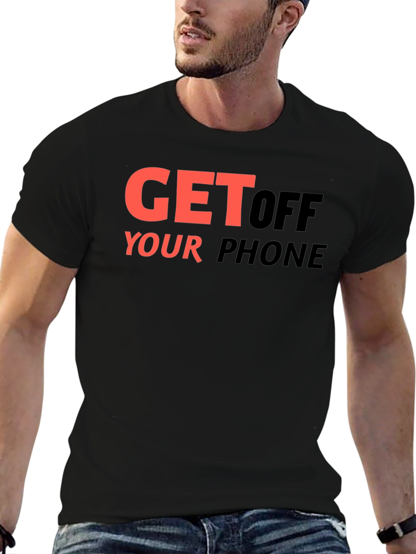 Get Off Your Phone Graphic Tee - Black