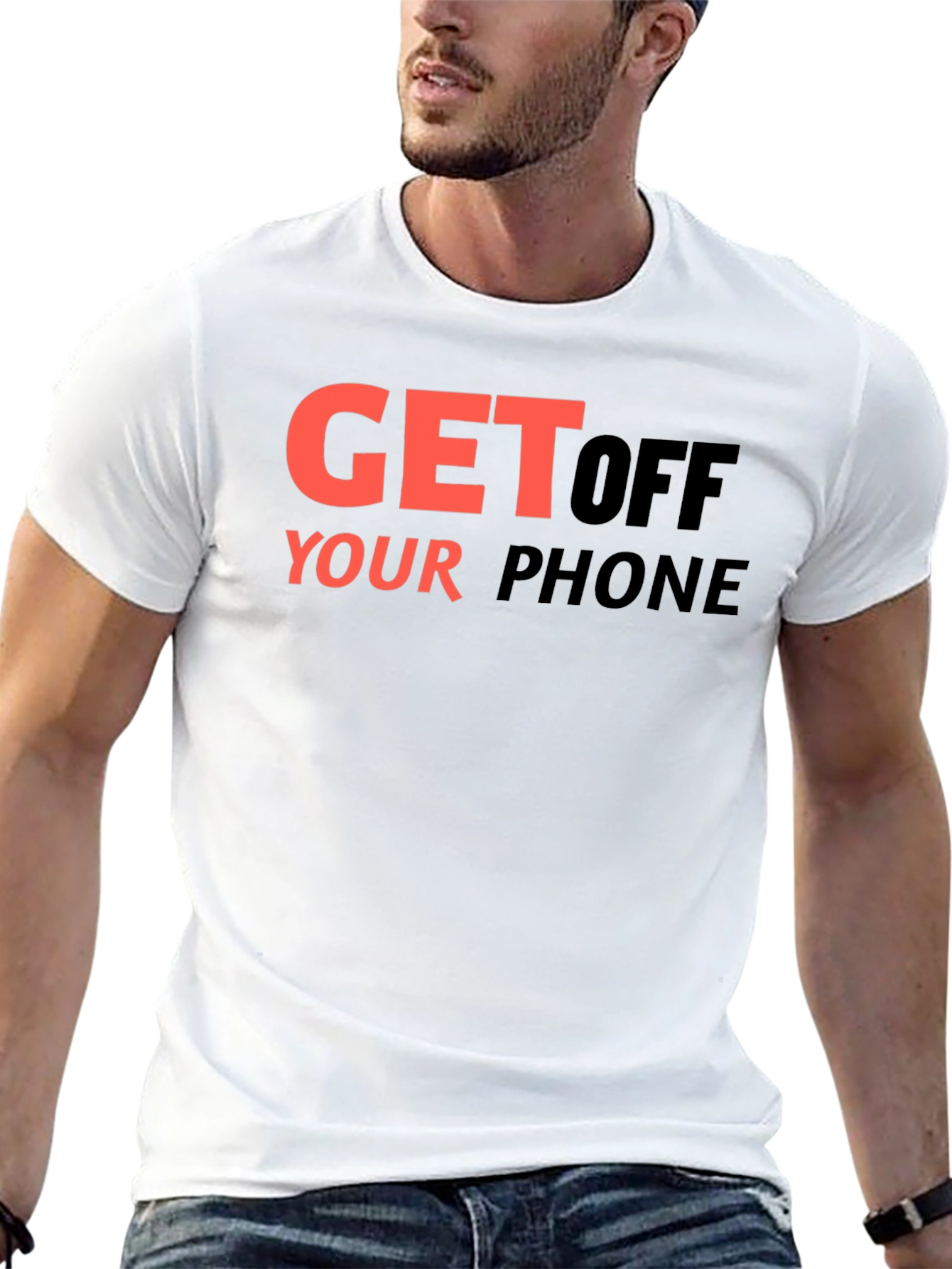 Get Off Your Phone Graphic Tee - Black