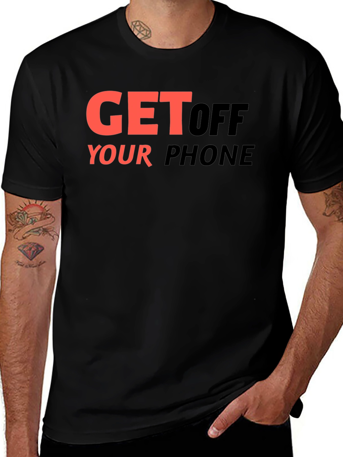 Get Off Your Phone Graphic Tee - Black