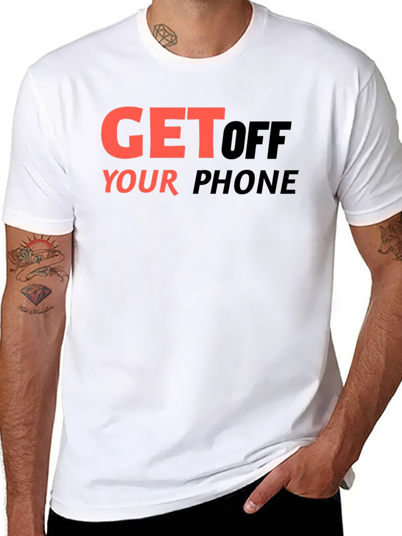 Get Off Your Phone Graphic Tee - Black
