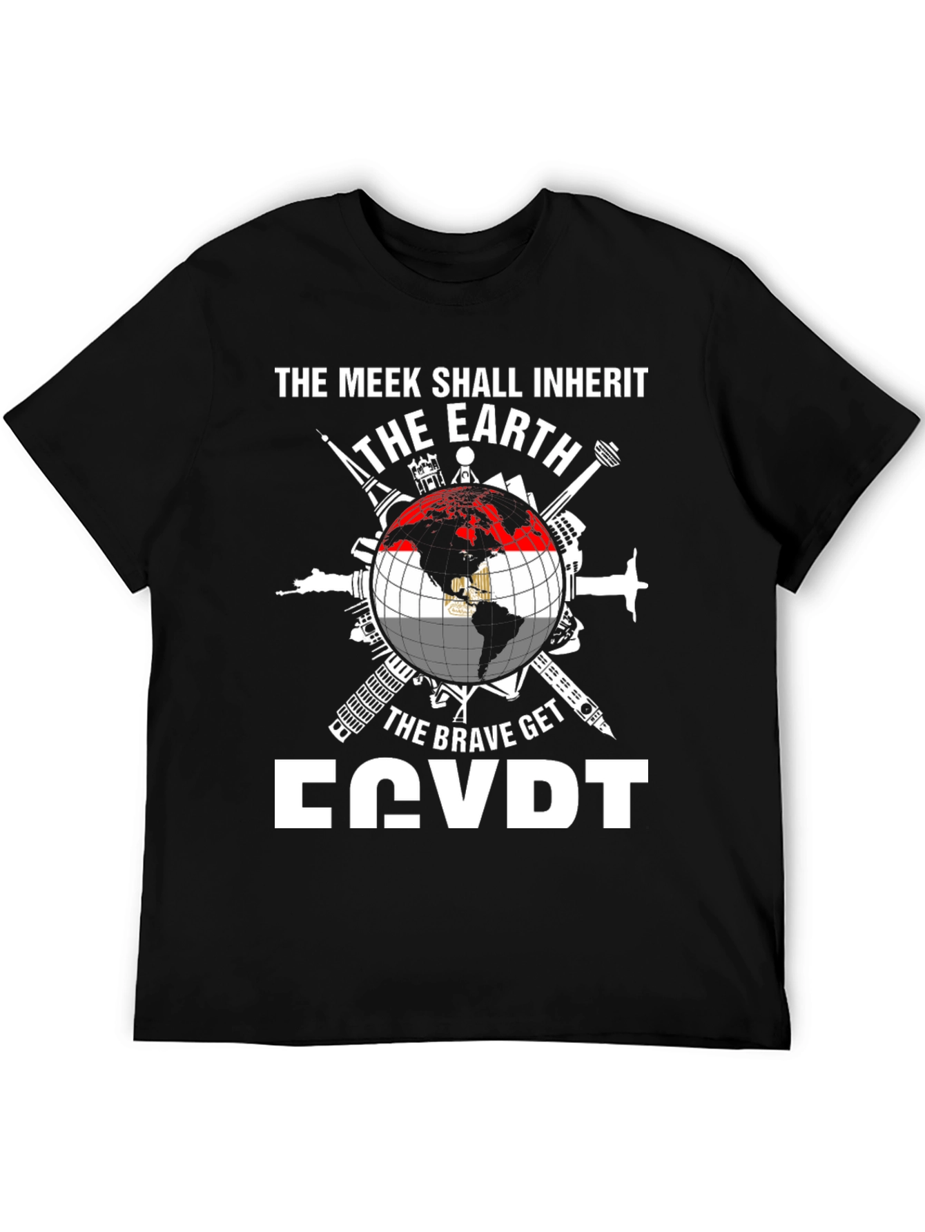 Egypt Flag Globe T-Shirt - Meek Shall Inherit