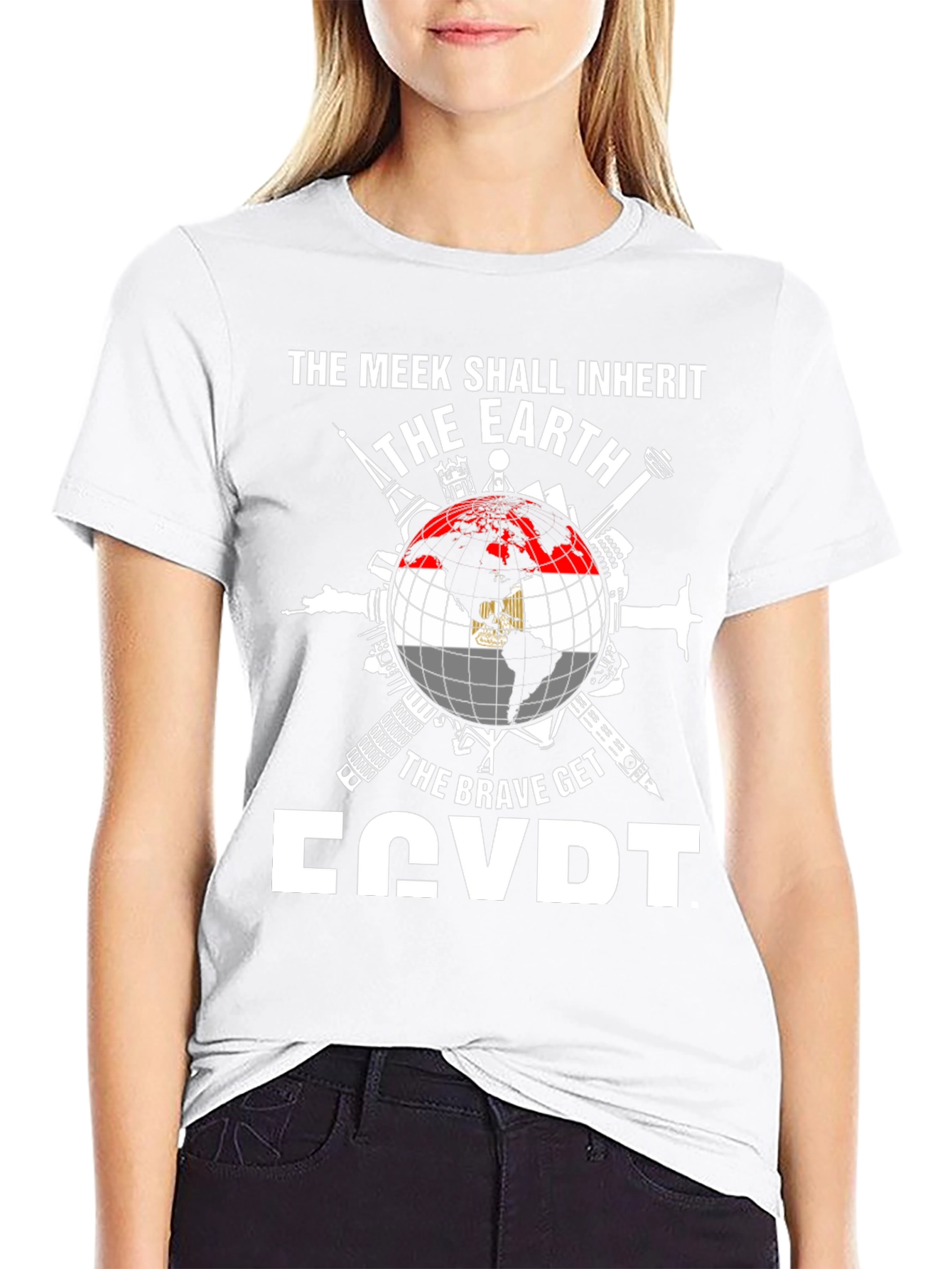 Egypt Flag Globe T-Shirt - Meek Shall Inherit
