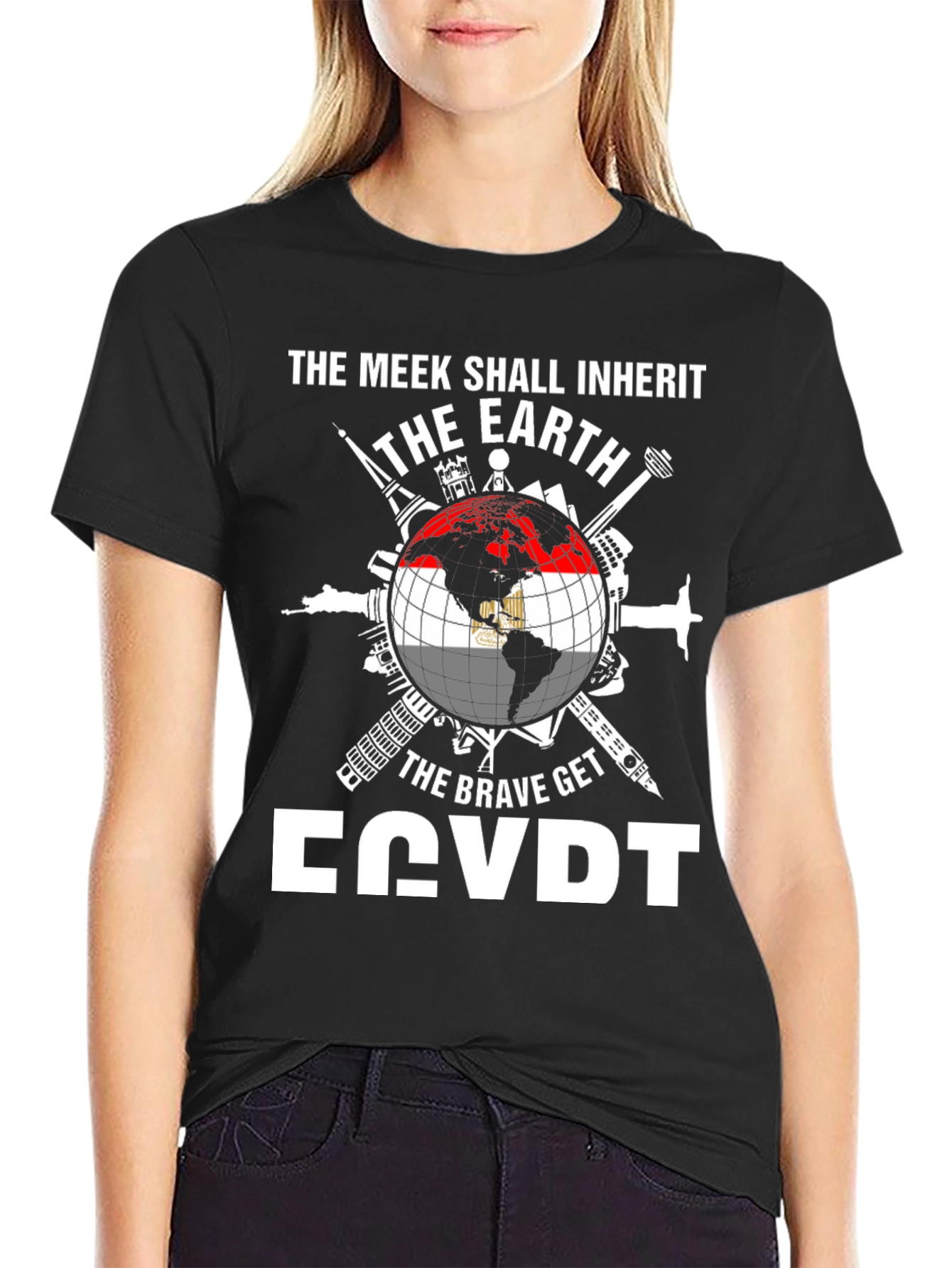 Egypt Flag Globe T-Shirt - Meek Shall Inherit