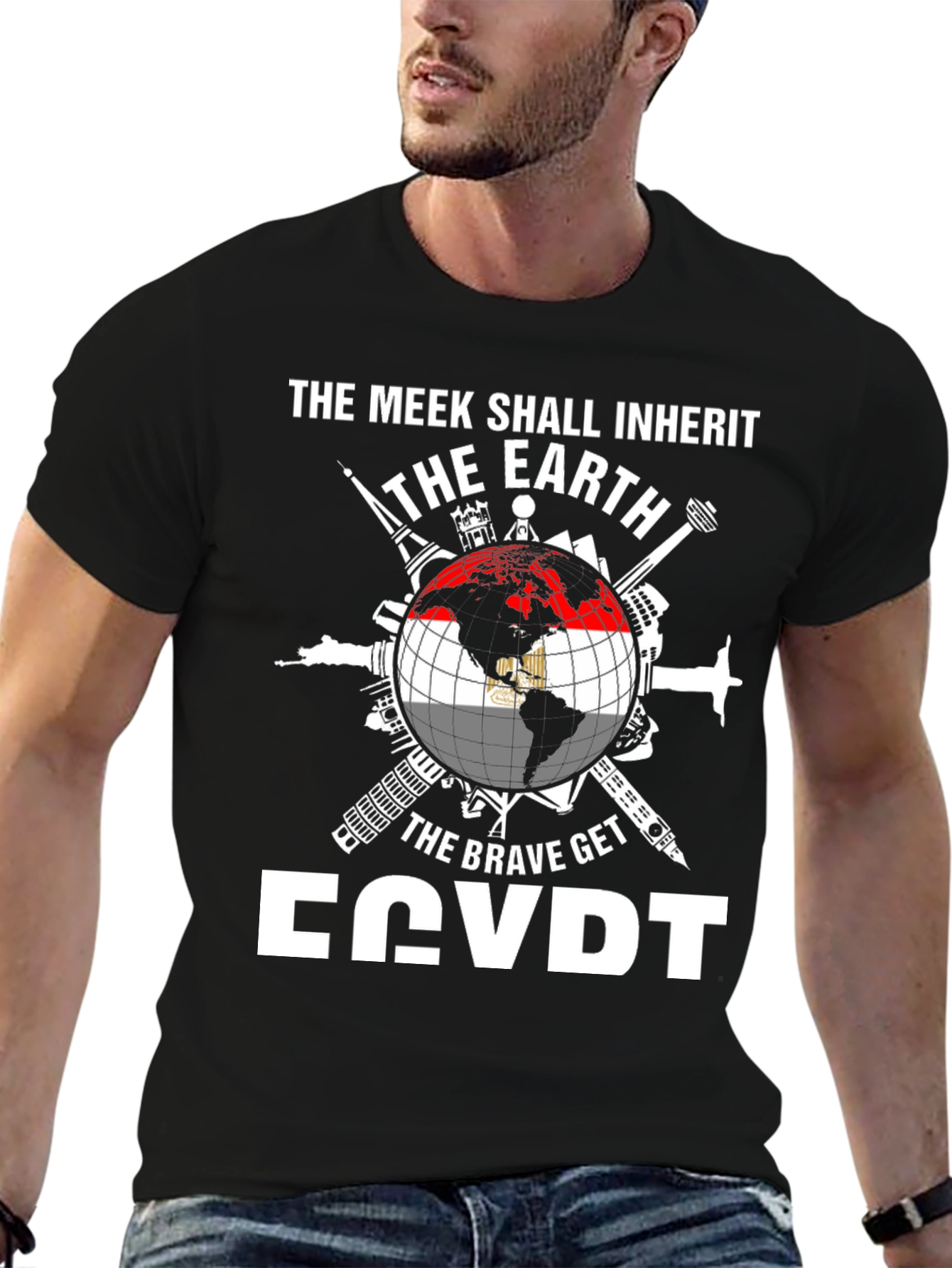 Egypt Flag Globe T-Shirt - Meek Shall Inherit