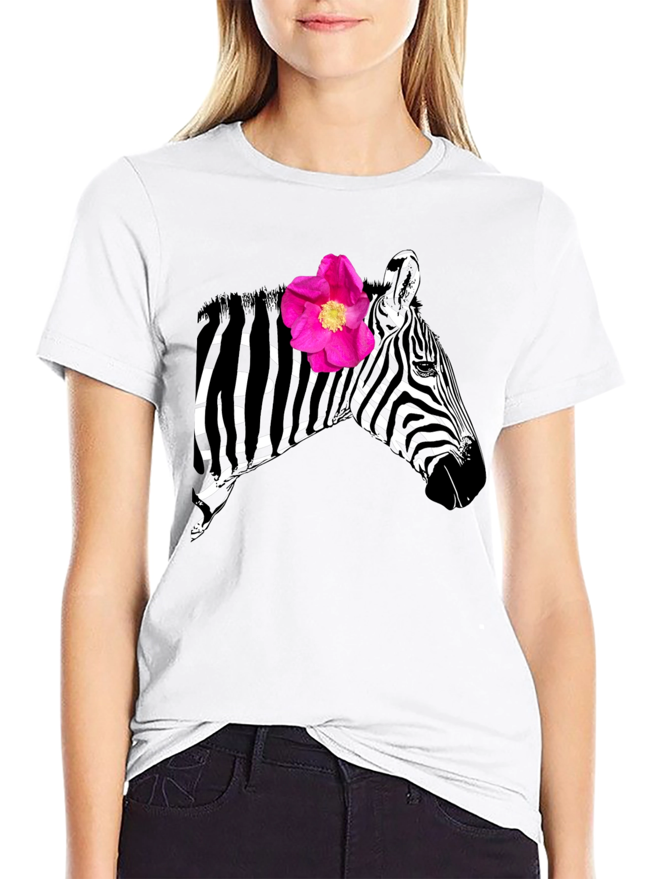 Zebra Flower Graphic Tee