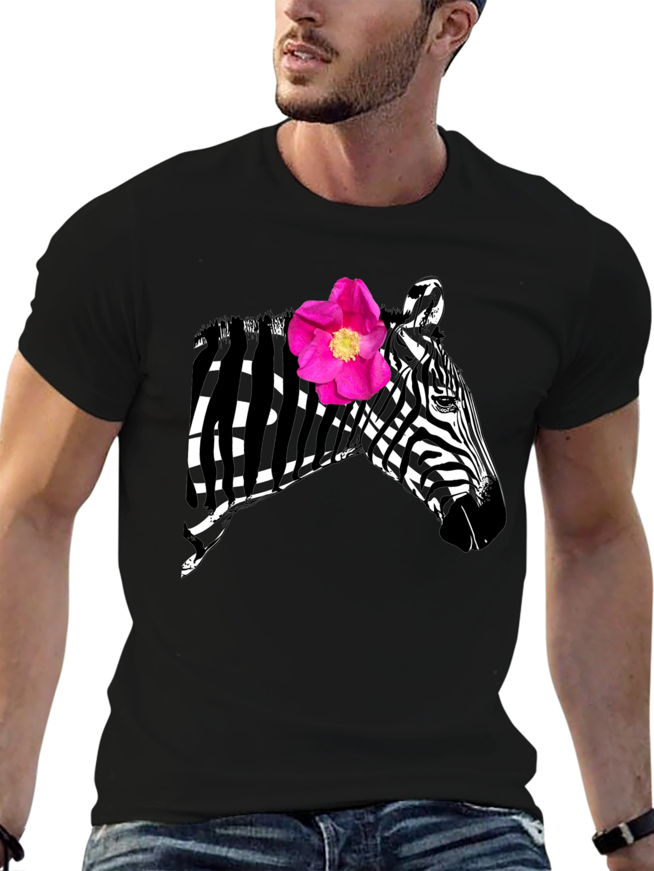 Zebra Flower Graphic Tee