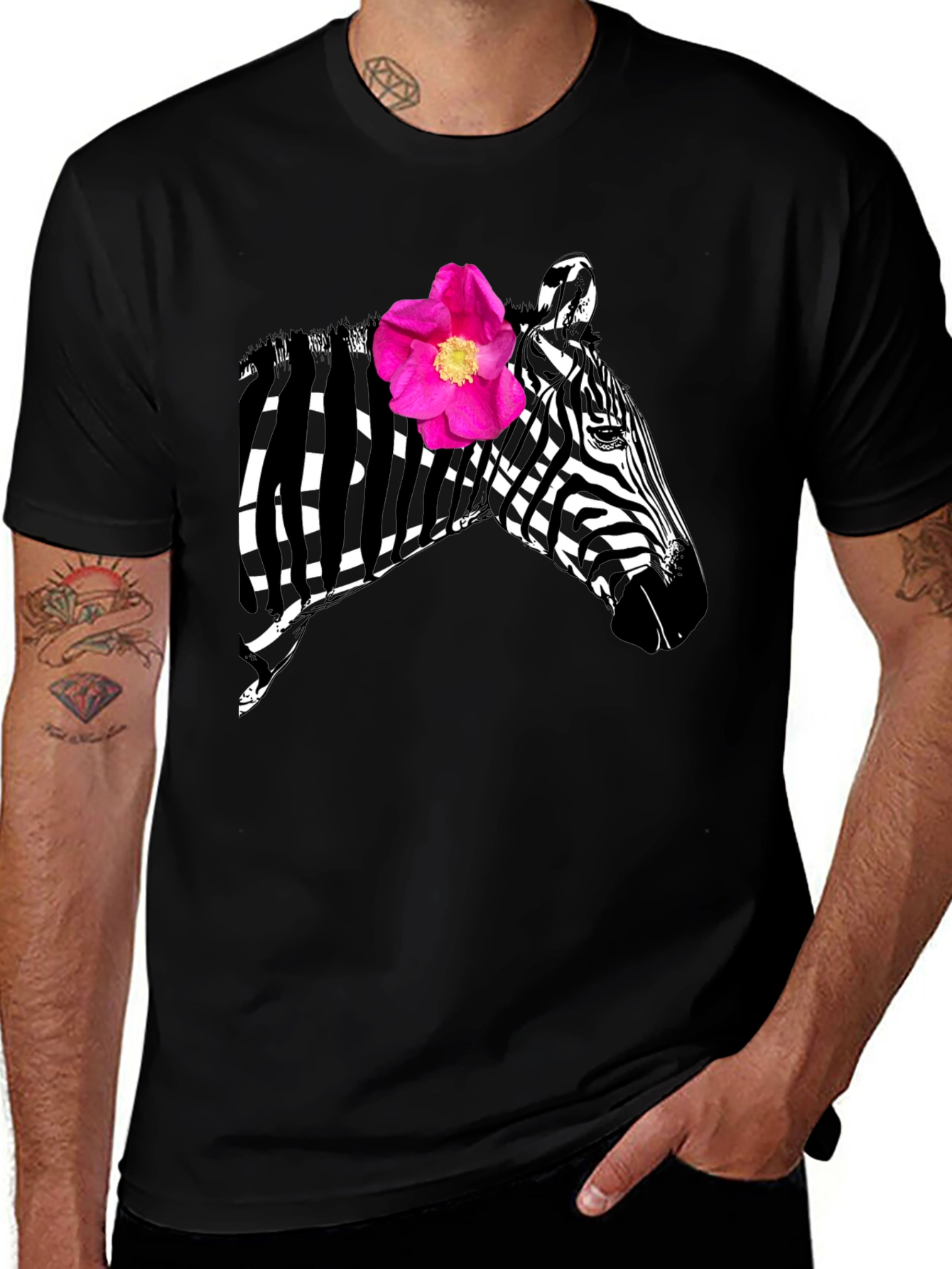Zebra Flower Graphic Tee