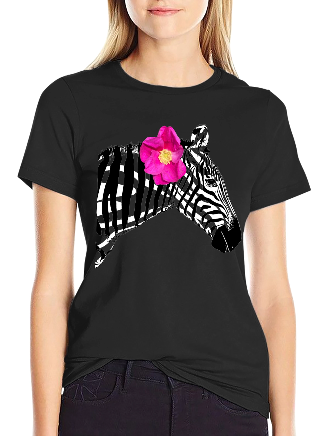 Zebra Flower Graphic Tee