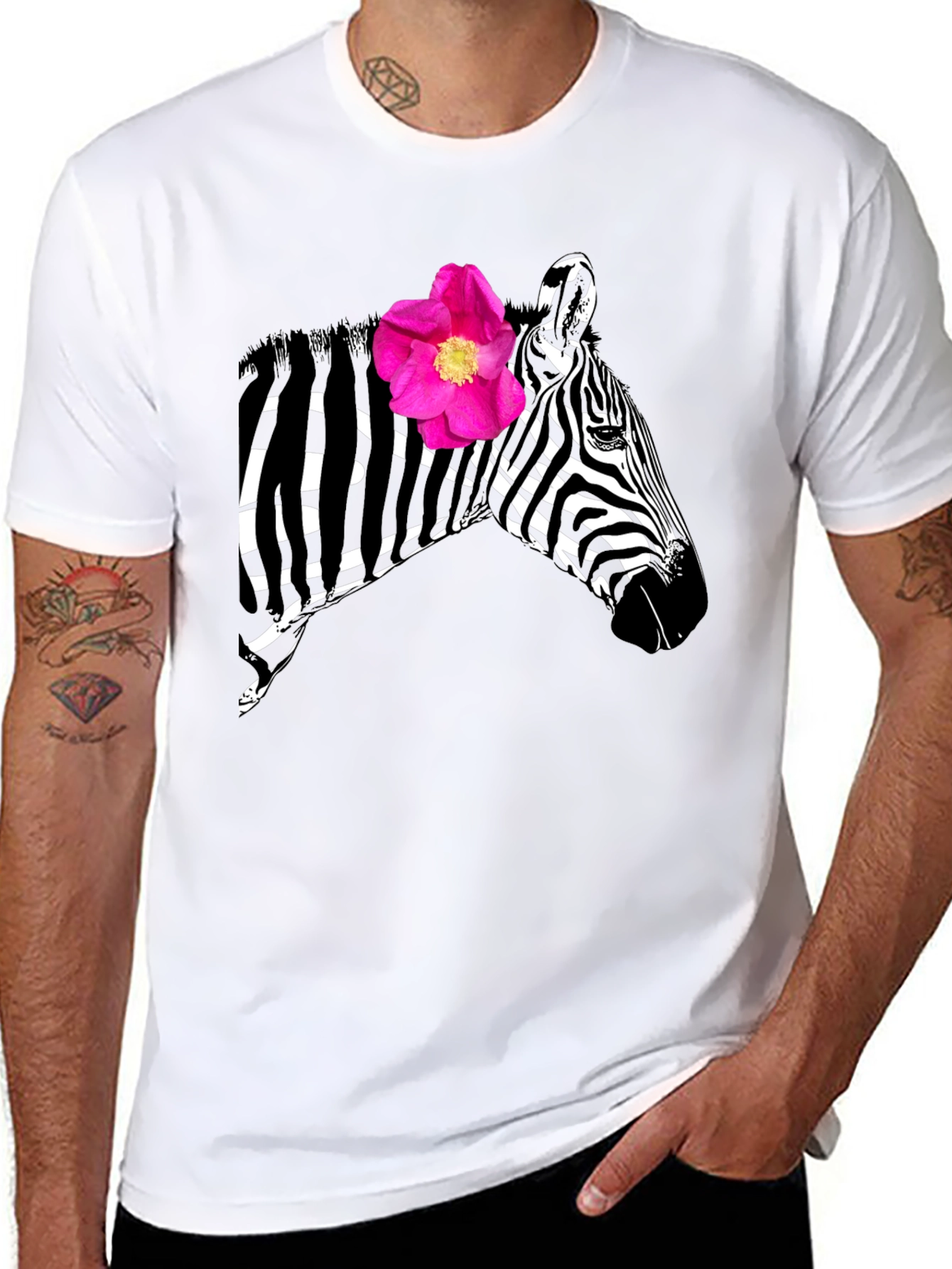 Zebra Flower Graphic Tee