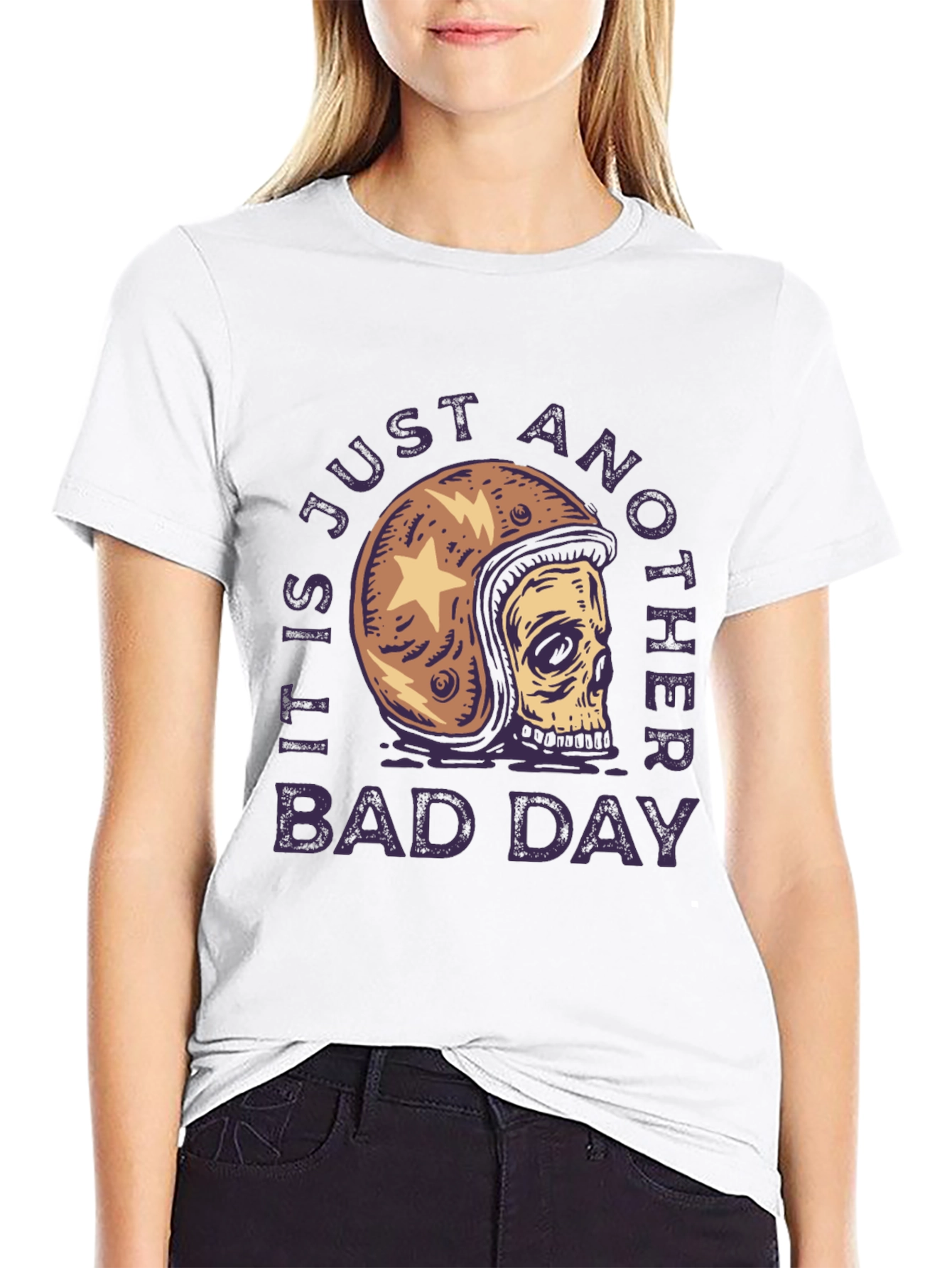 Skull Helmet Graphic Tee - Just Another Bad Day
