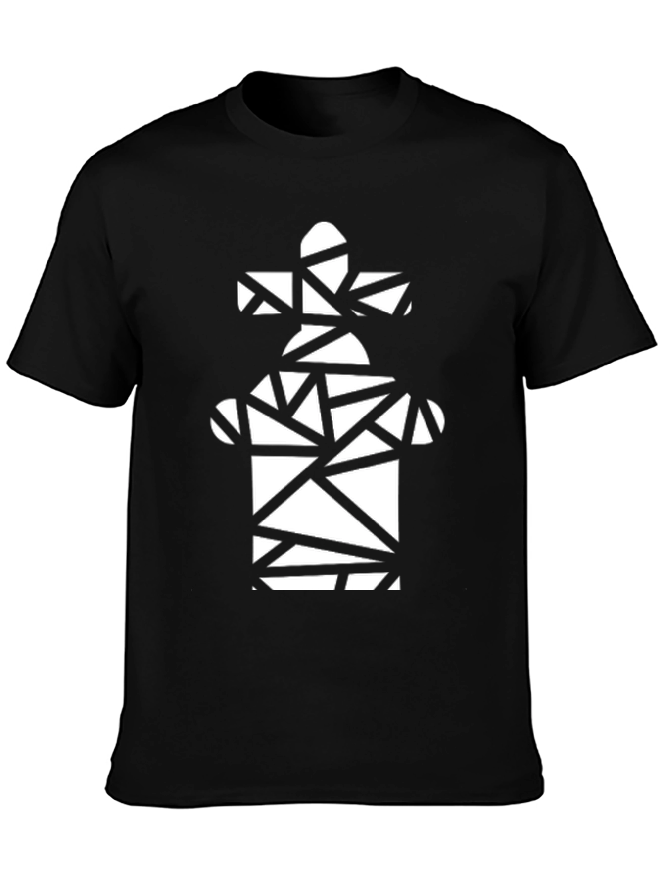Geometric Chess Rook Graphic T-Shirt - Black