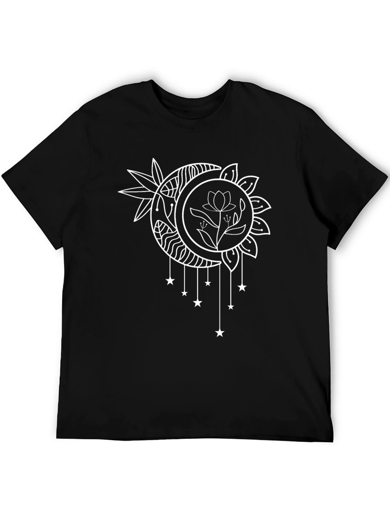 Celestial Moon & Star Graphic Black T-Shirt