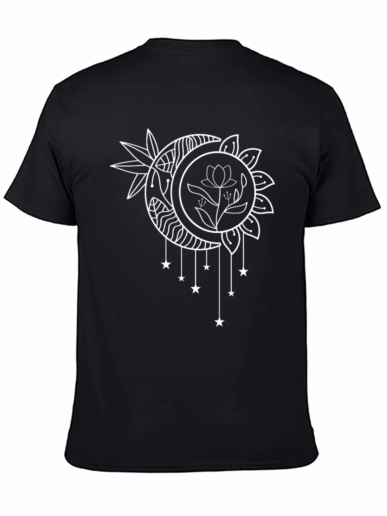 Celestial Moon & Star Graphic Black T-Shirt