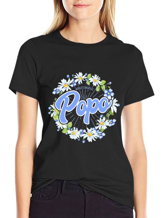 Worlds Greatest Popo T-Shirt - Floral Design