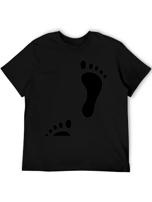 Black Footprint Graphic T-Shirt Casual Tee