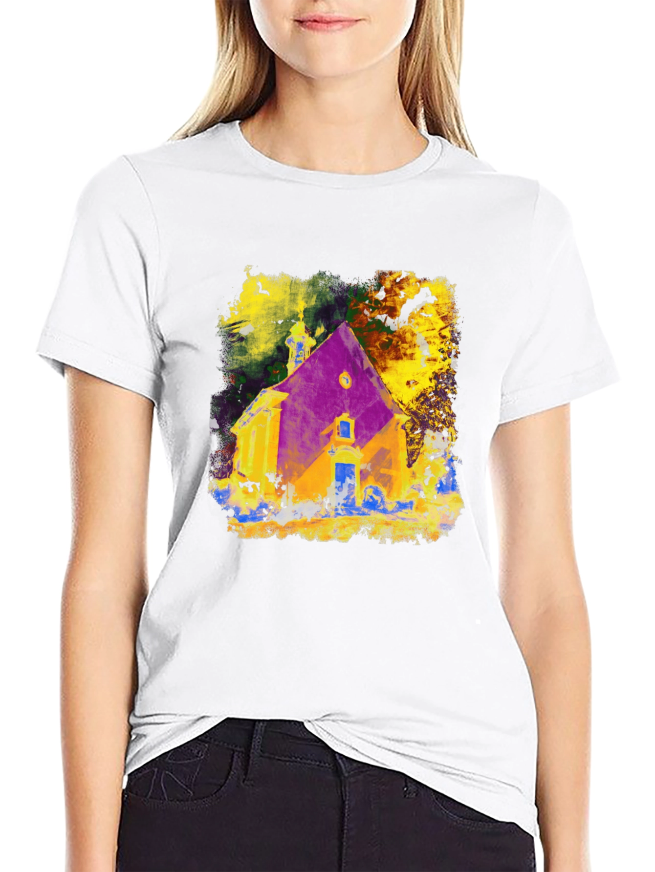 Abstract Church Graphic Tee - Mens Black T-Shirt