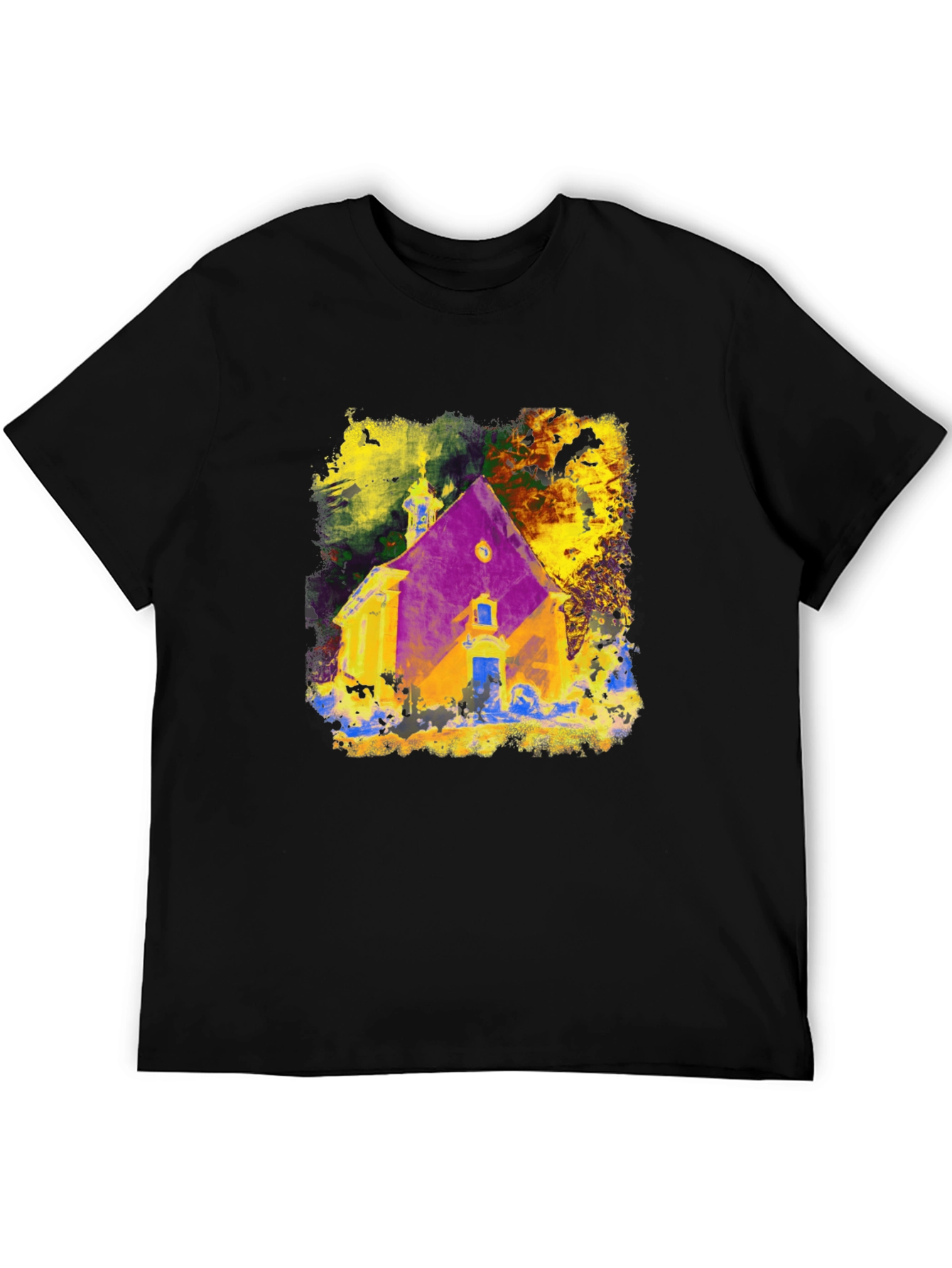 Abstract Church Graphic Tee - Mens Black T-Shirt