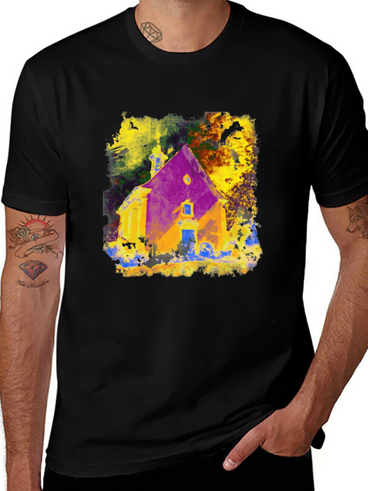 Abstract Church Graphic Tee - Mens Black T-Shirt