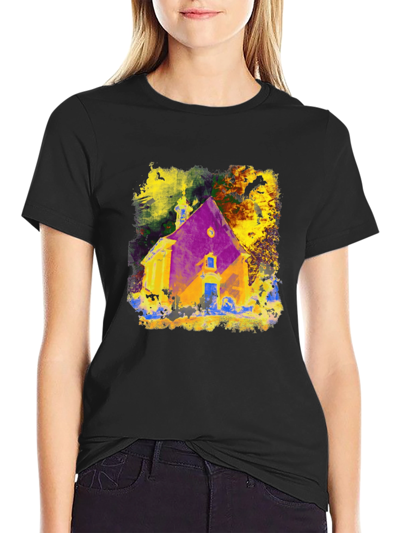 Abstract Church Graphic Tee - Mens Black T-Shirt