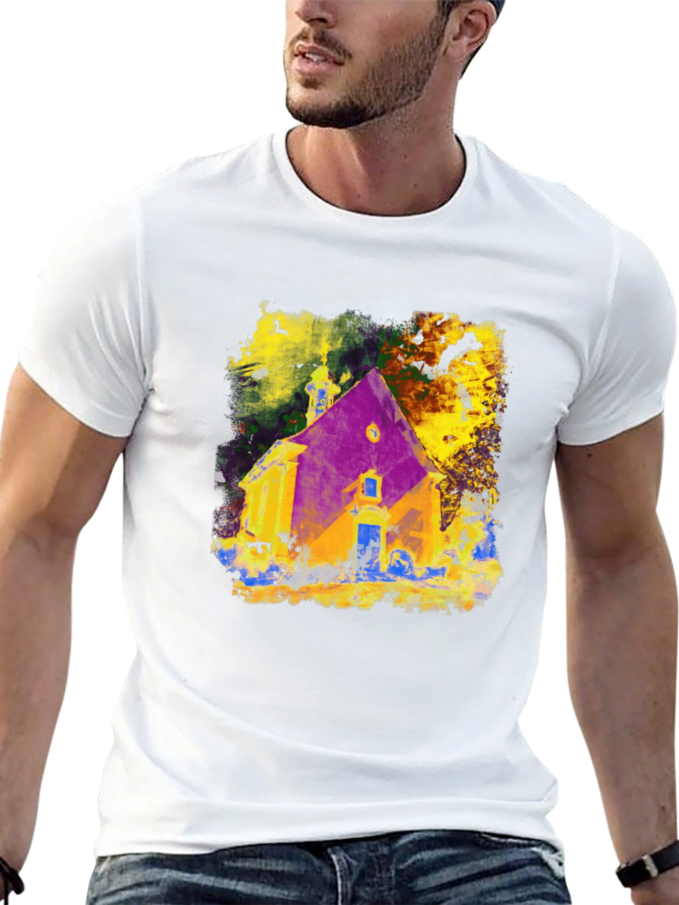 Abstract Church Graphic Tee - Mens Black T-Shirt