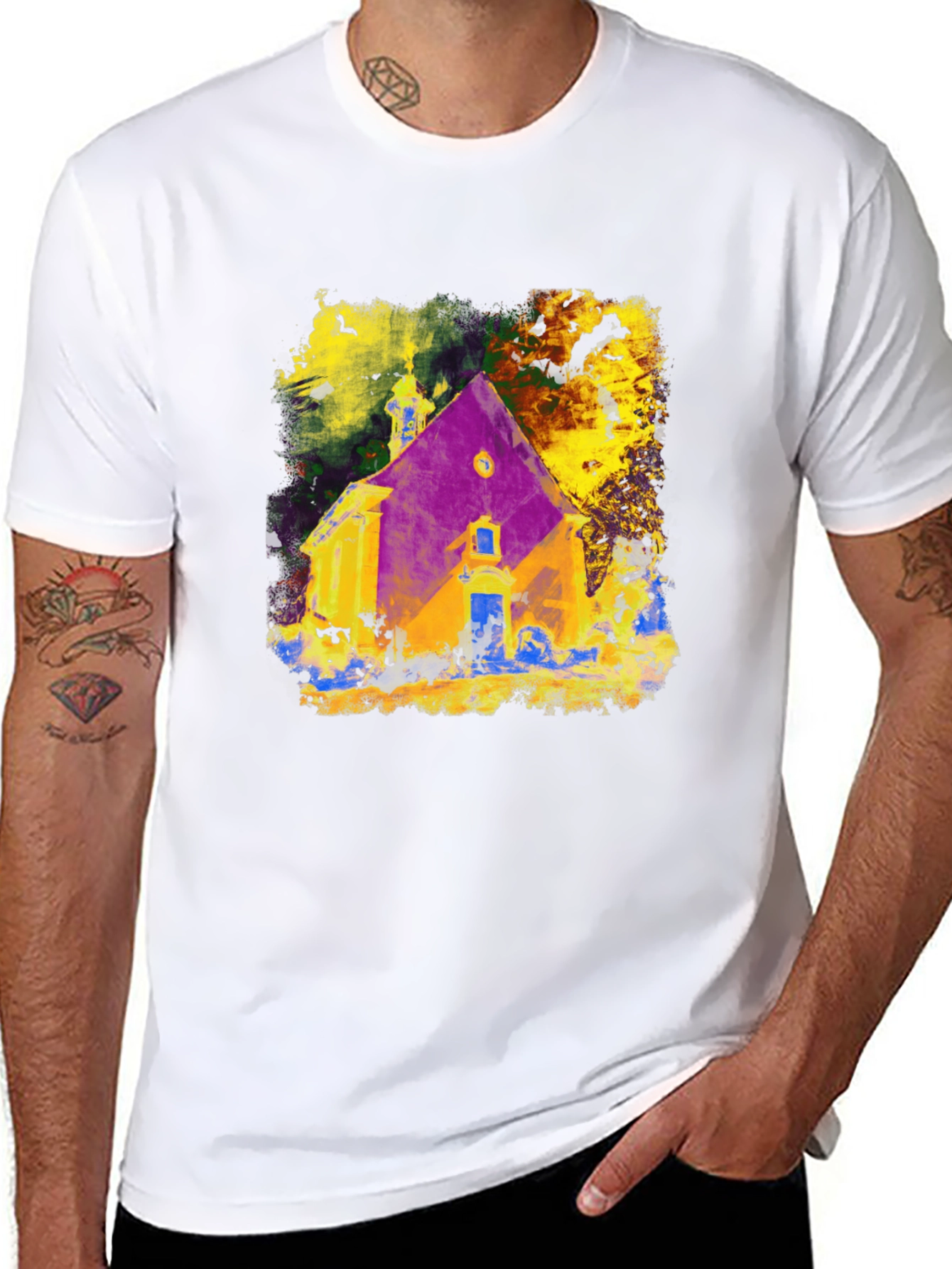 Abstract Church Graphic Tee - Mens Black T-Shirt