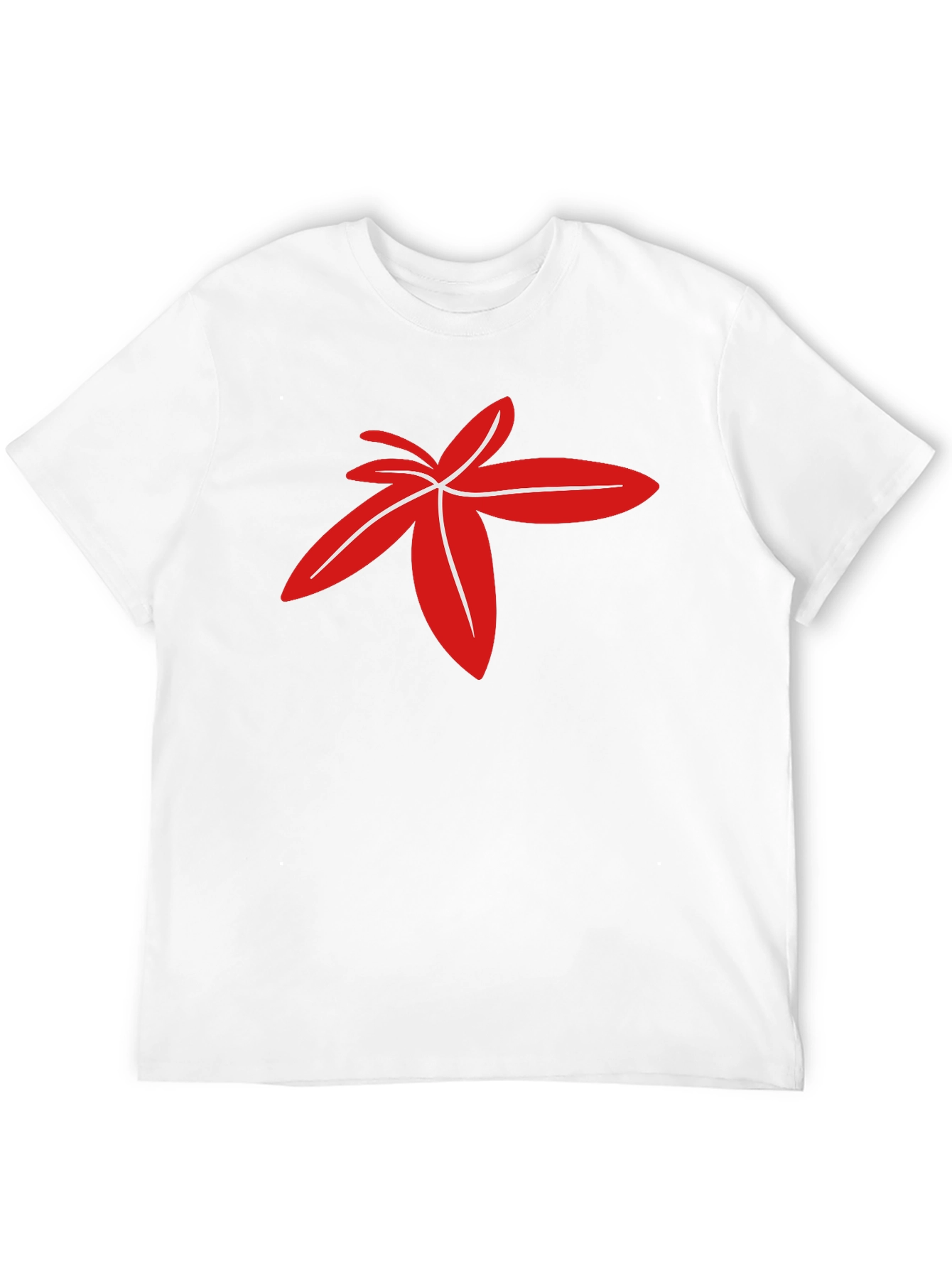 Modern Red Floral Design Black T-Shirt