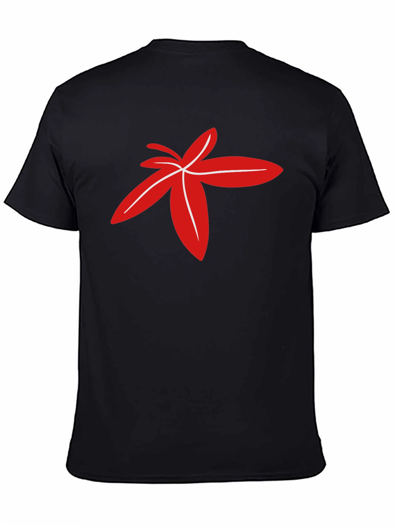 Modern Red Floral Design Black T-Shirt