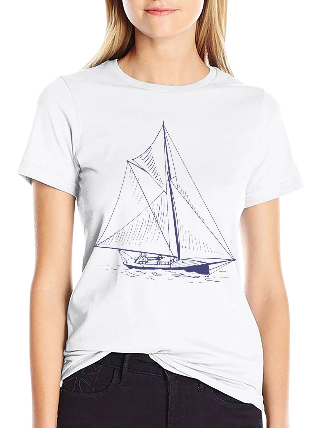 Nautical Sailboat Graphic T-Shirt - Black