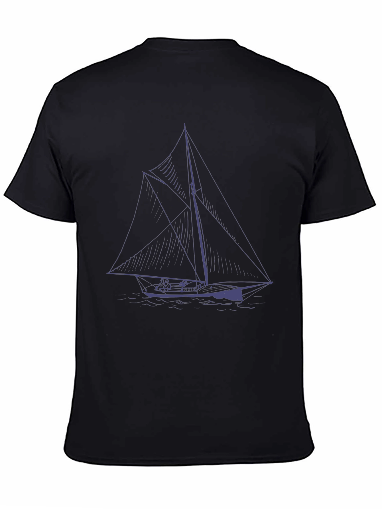 Nautical Sailboat Graphic T-Shirt - Black