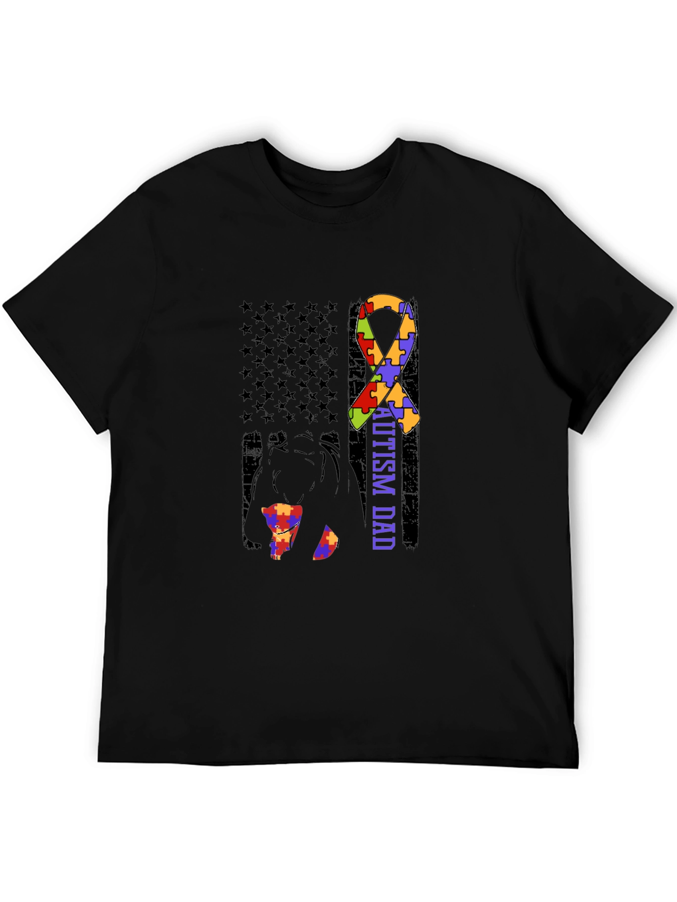 Autism Dad Awareness T-Shirt Puzzle Ribbon Design