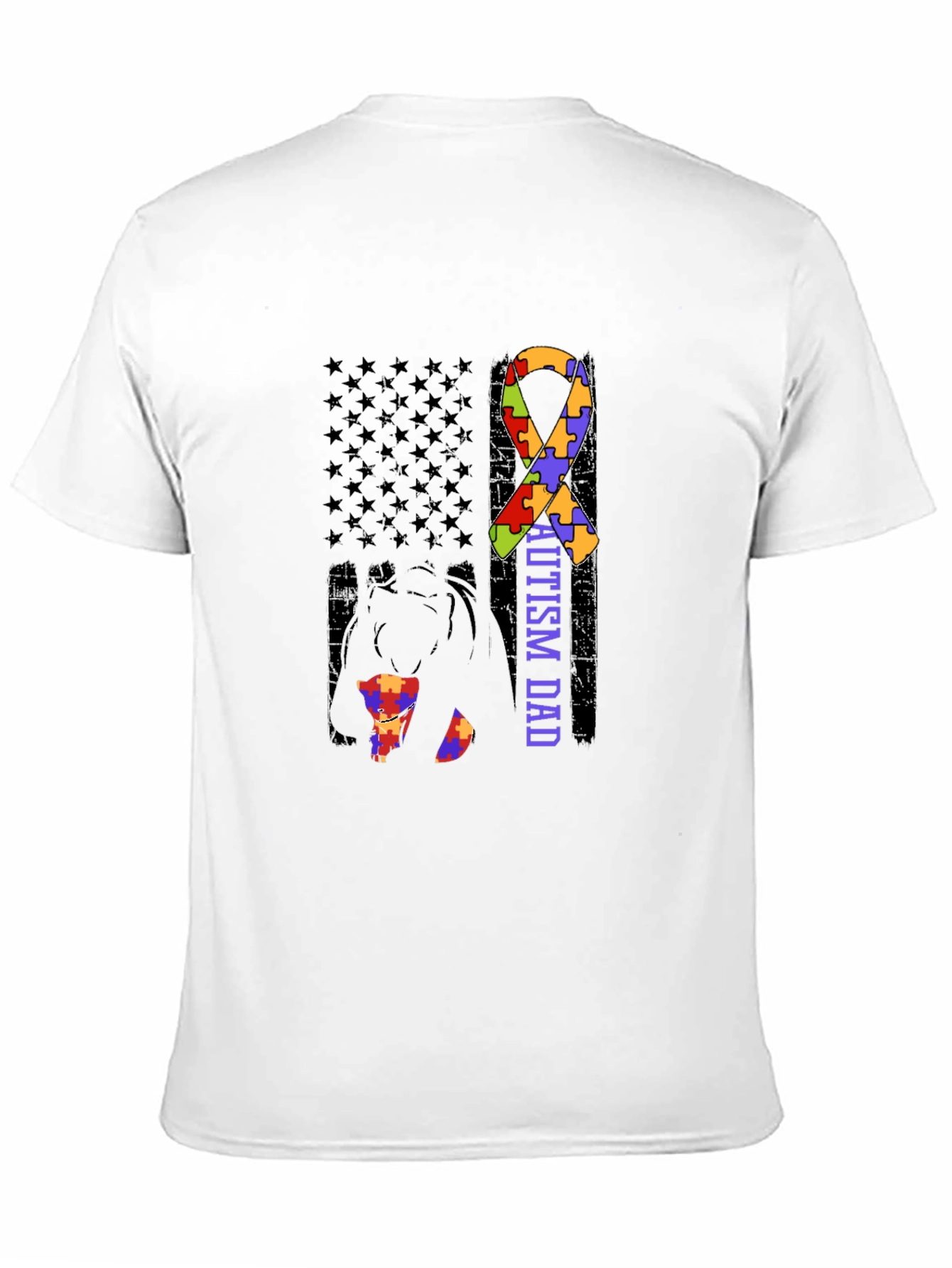 Autism Dad Awareness T-Shirt Puzzle Ribbon Design