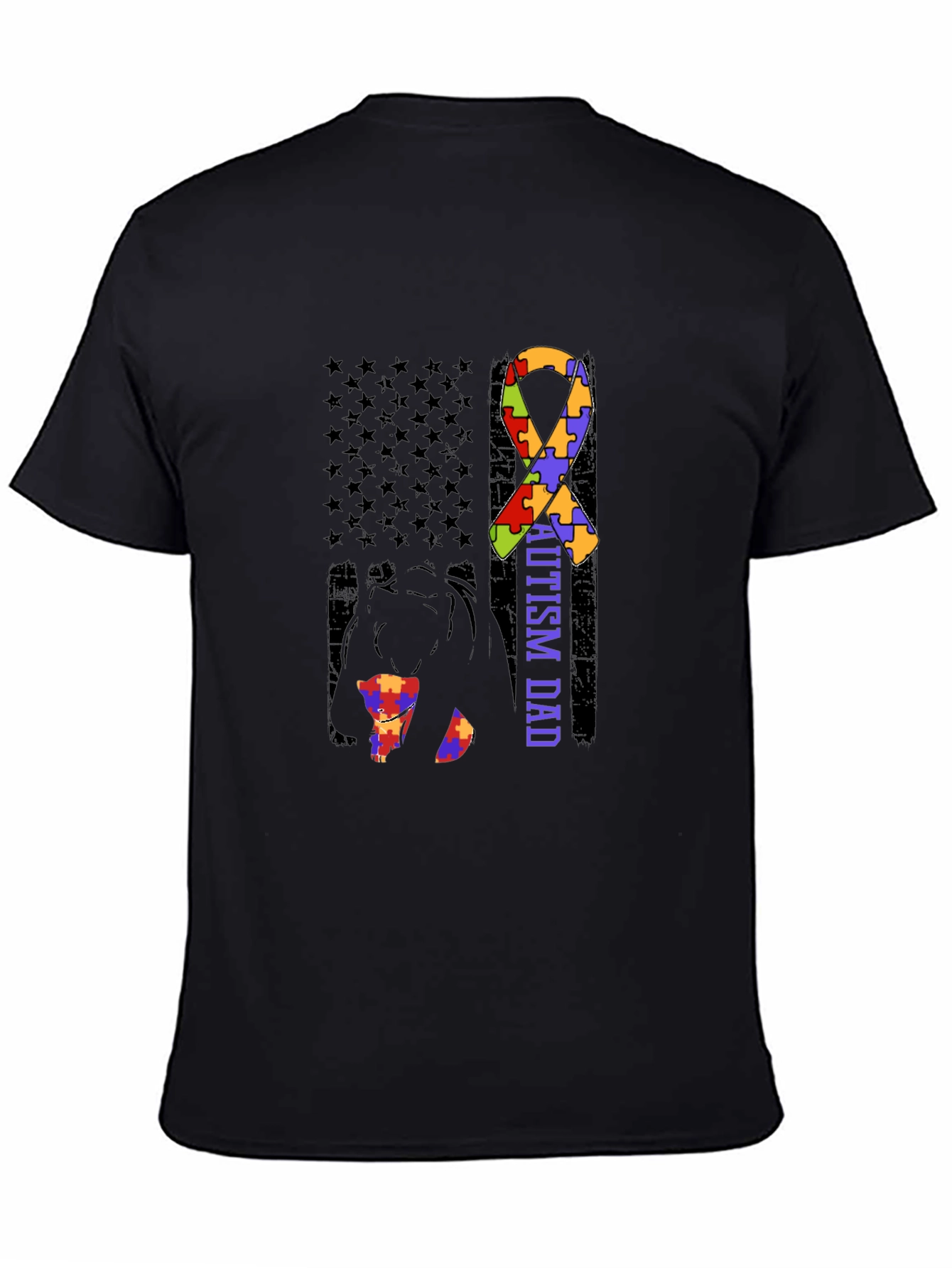 Autism Dad Awareness T-Shirt Puzzle Ribbon Design